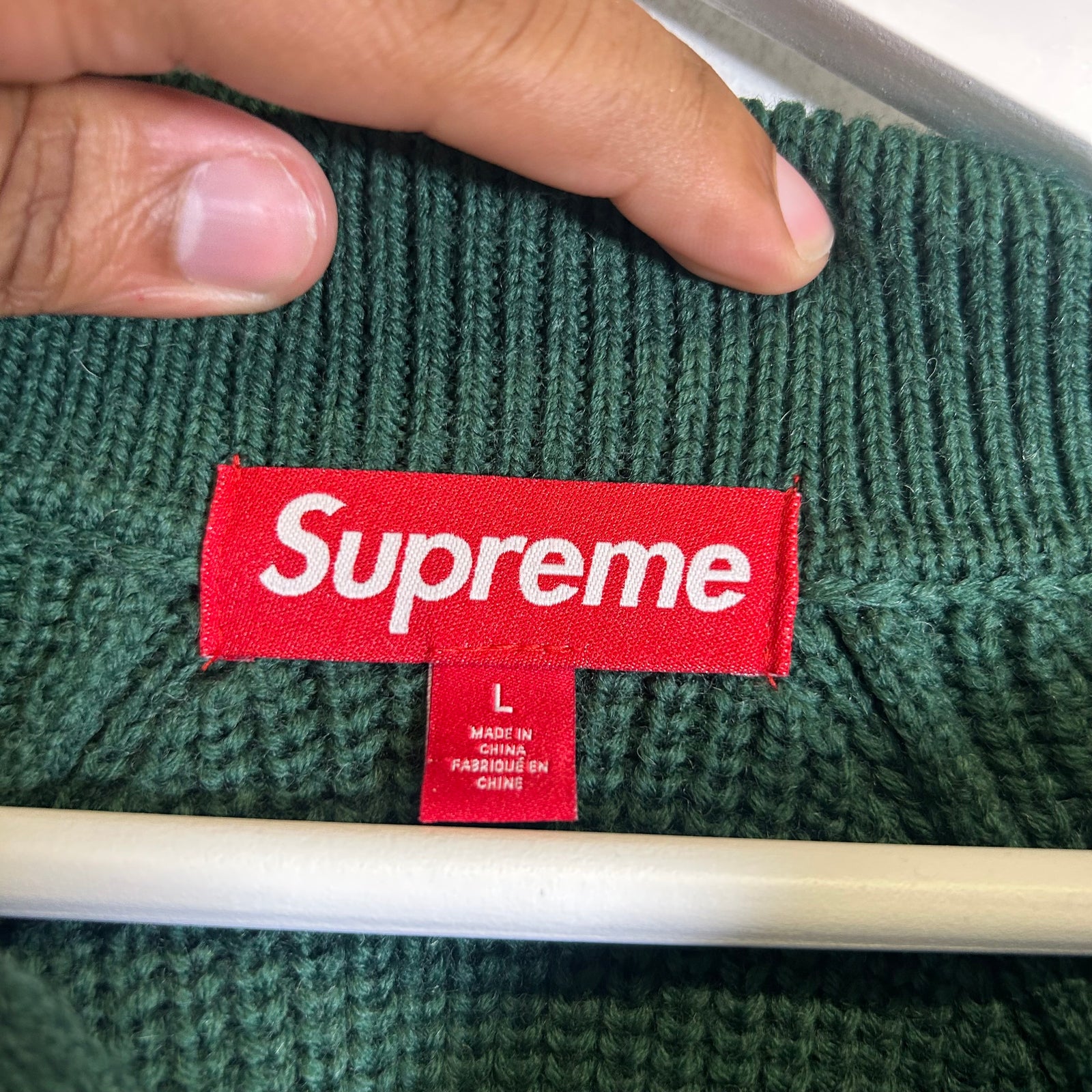 Supreme Green Small Box Logo Polo Sweater Size L