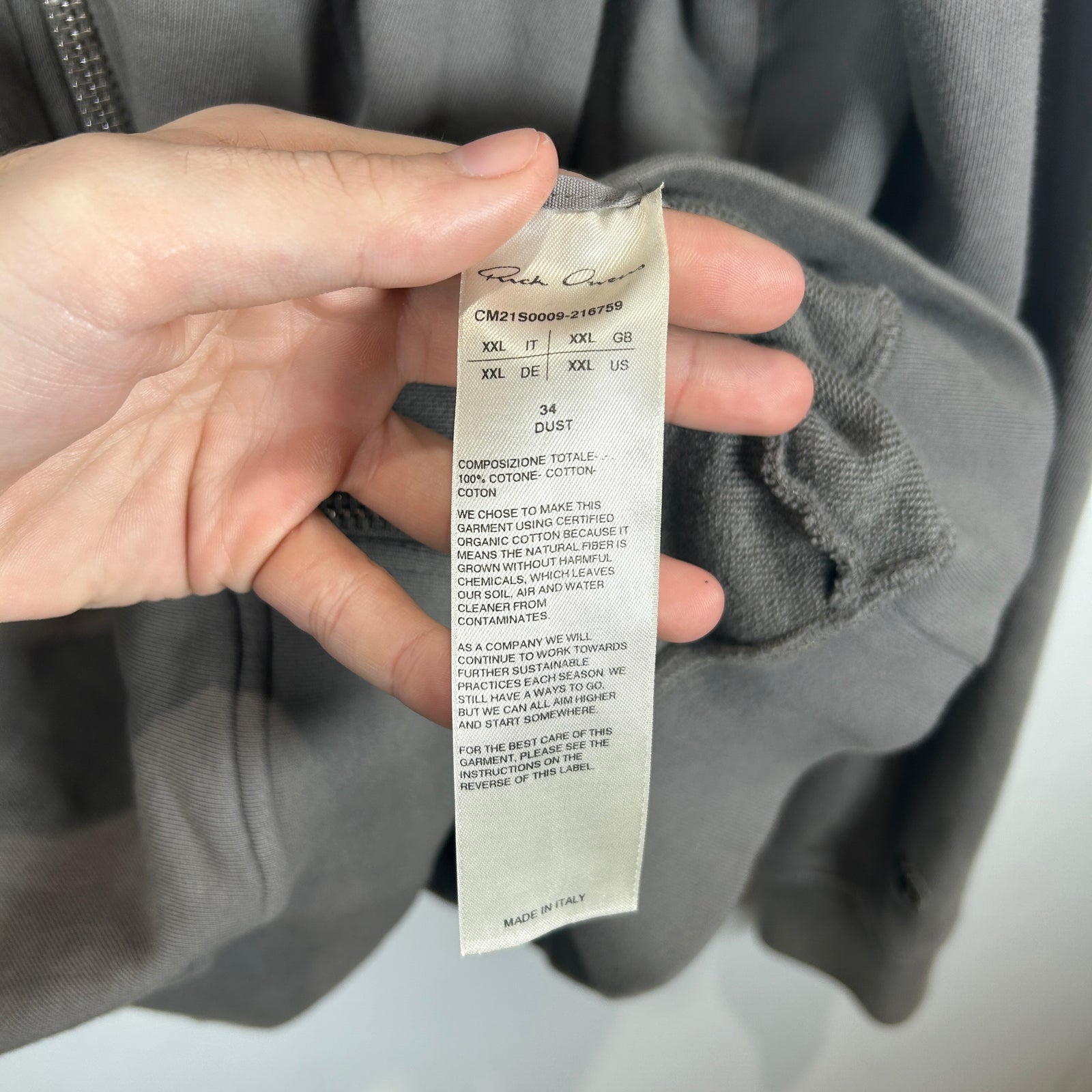 Rick Owens DRKSHDW x Champion Jason Dust Hoodie Size XXL
