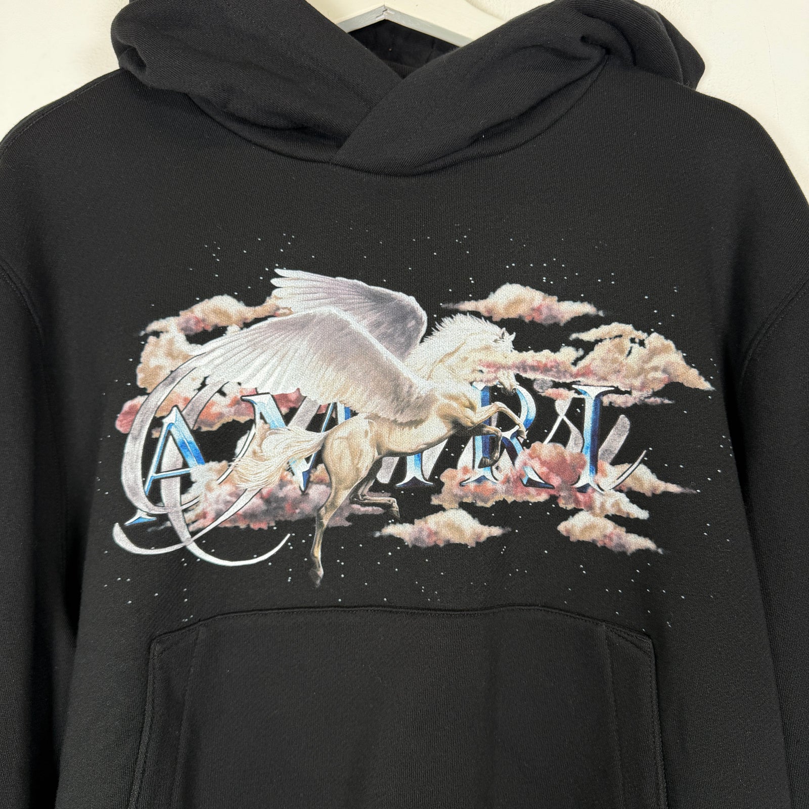 Amiri Black Pegasus Script Hoodie Size L
