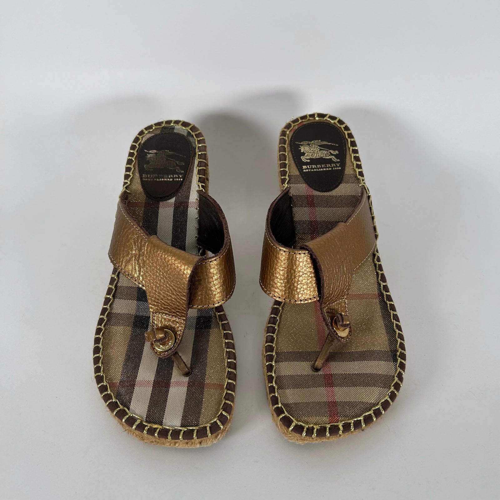 Burberry Beige Nove Check Canvas Espadrilla Size 40