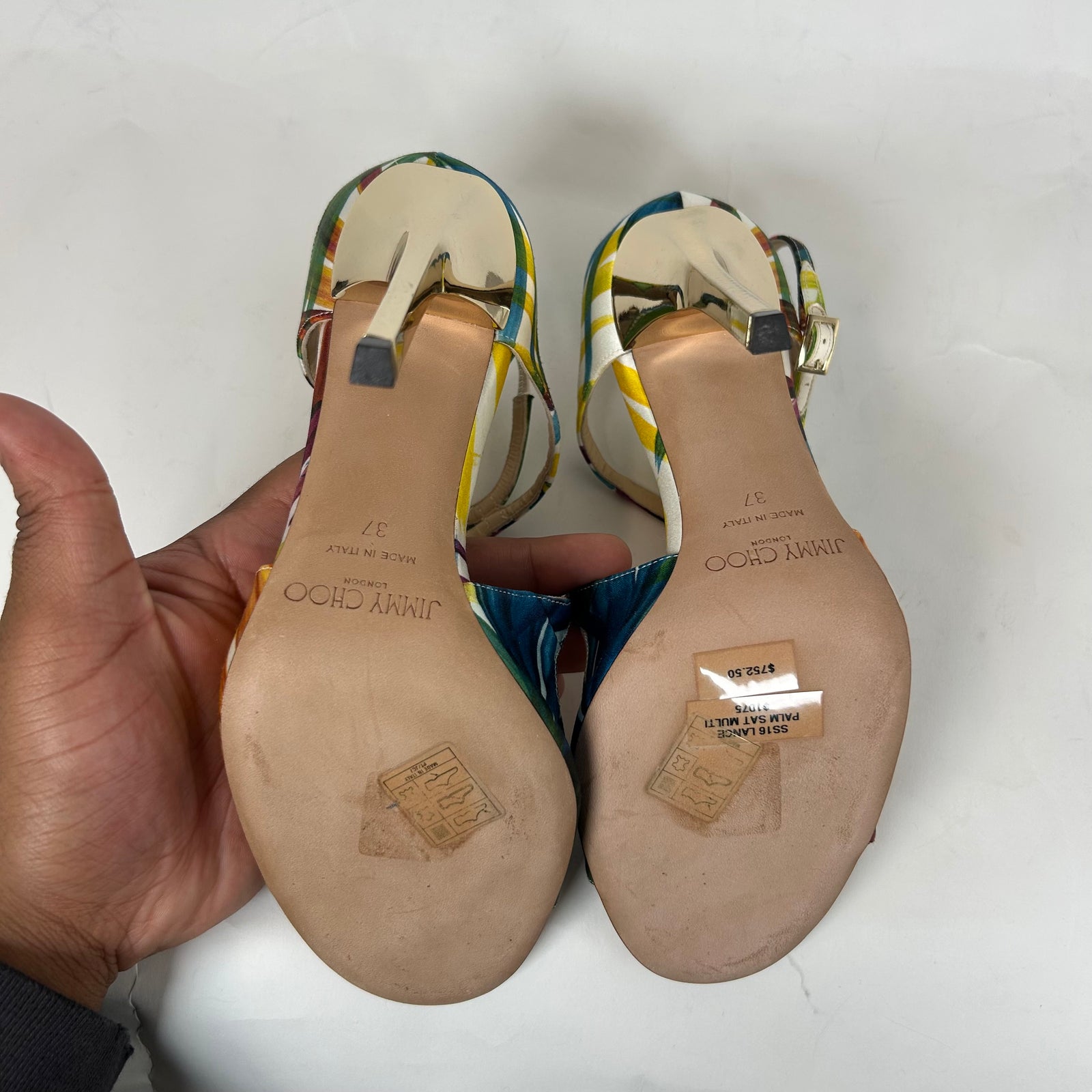 Jimmy Choo Multicolor Satin Sandals Size 37