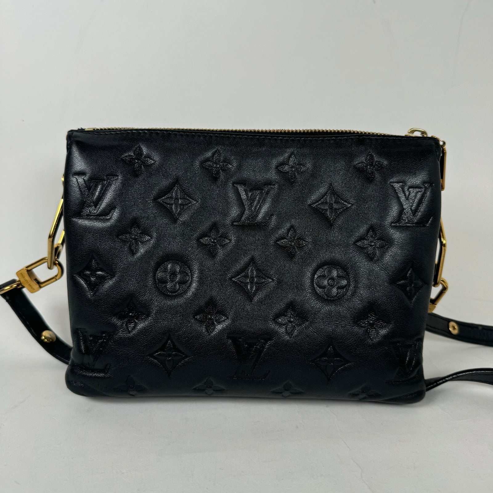 Louis Vuitton Black Lambskin Embossed Coussin BB Bag