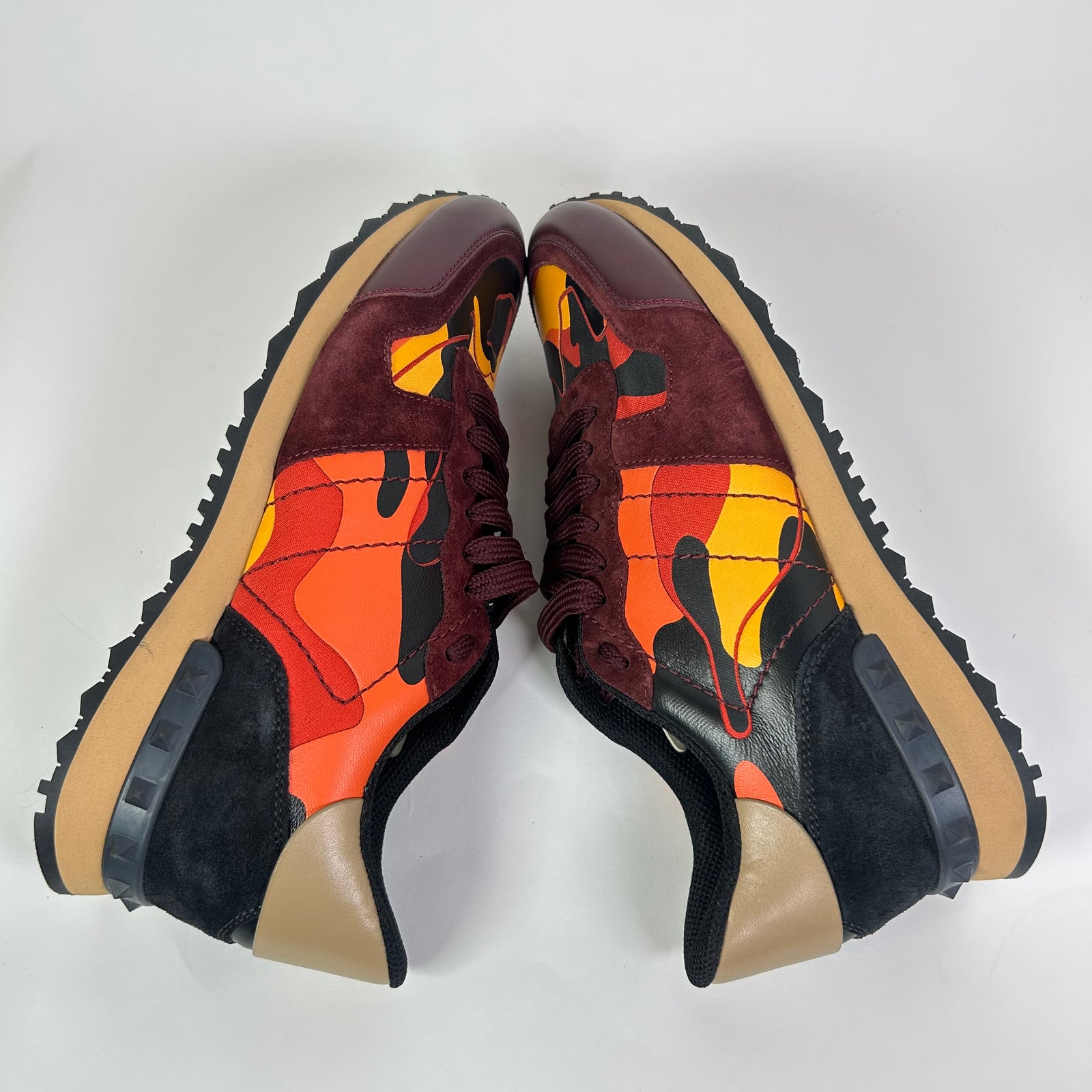Valentino Burgundy Camo Rockrunner Sneakers