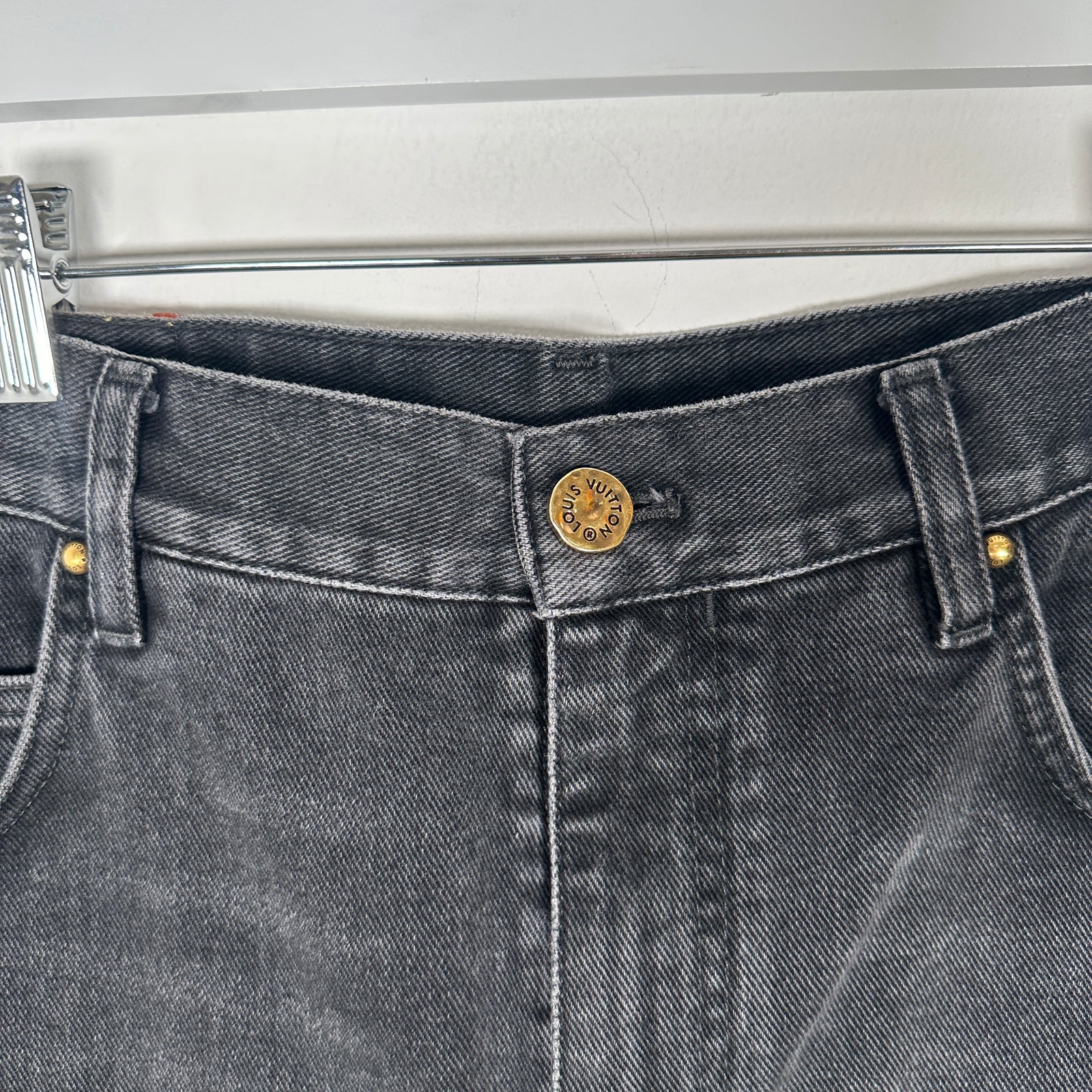 Louis Vuitton Black Denim Carpenter Shorts Size 32