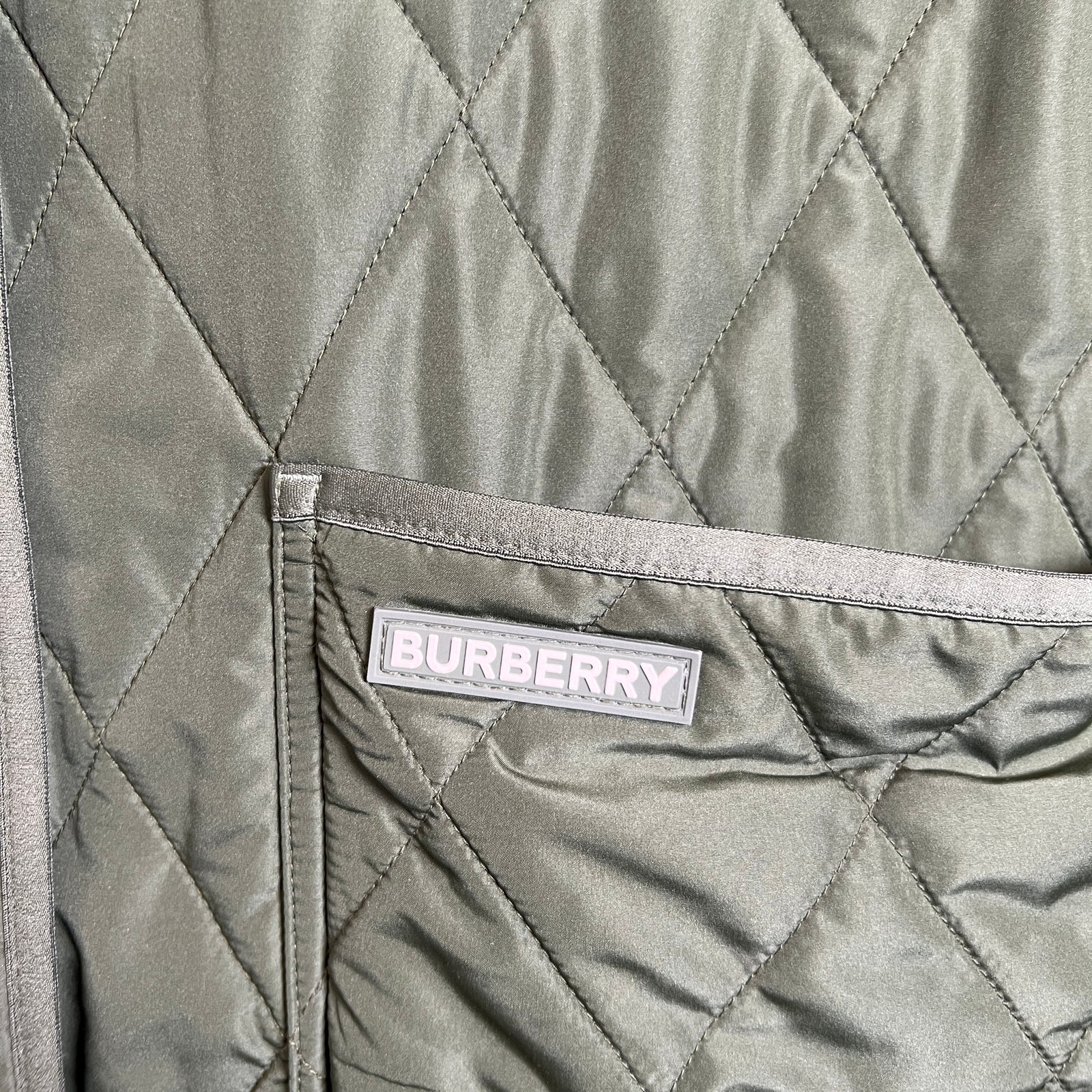 Burberry Olive Quilted Hooded Jacket Size L