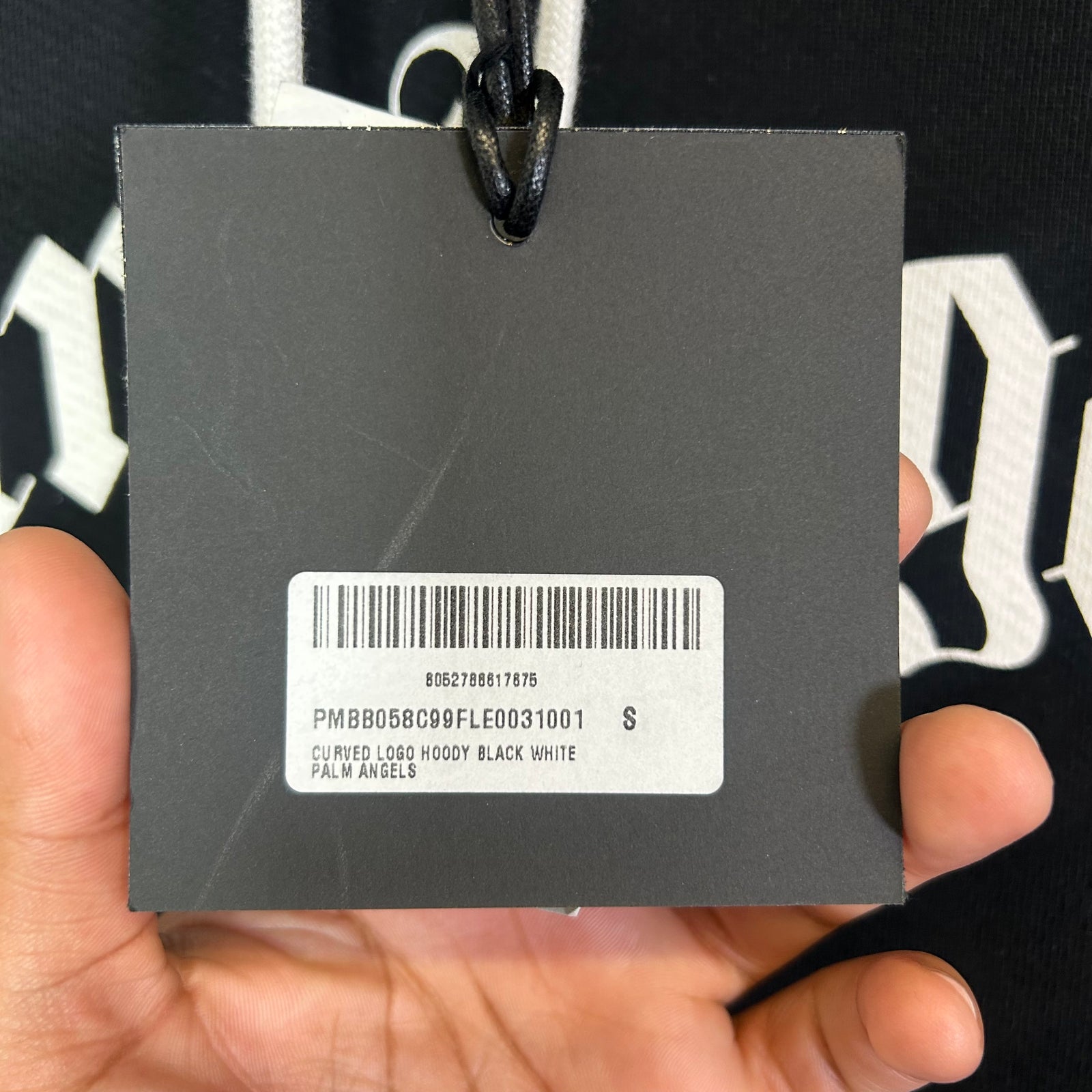 Palm Angels Black Curved Logo Hoodie Size S