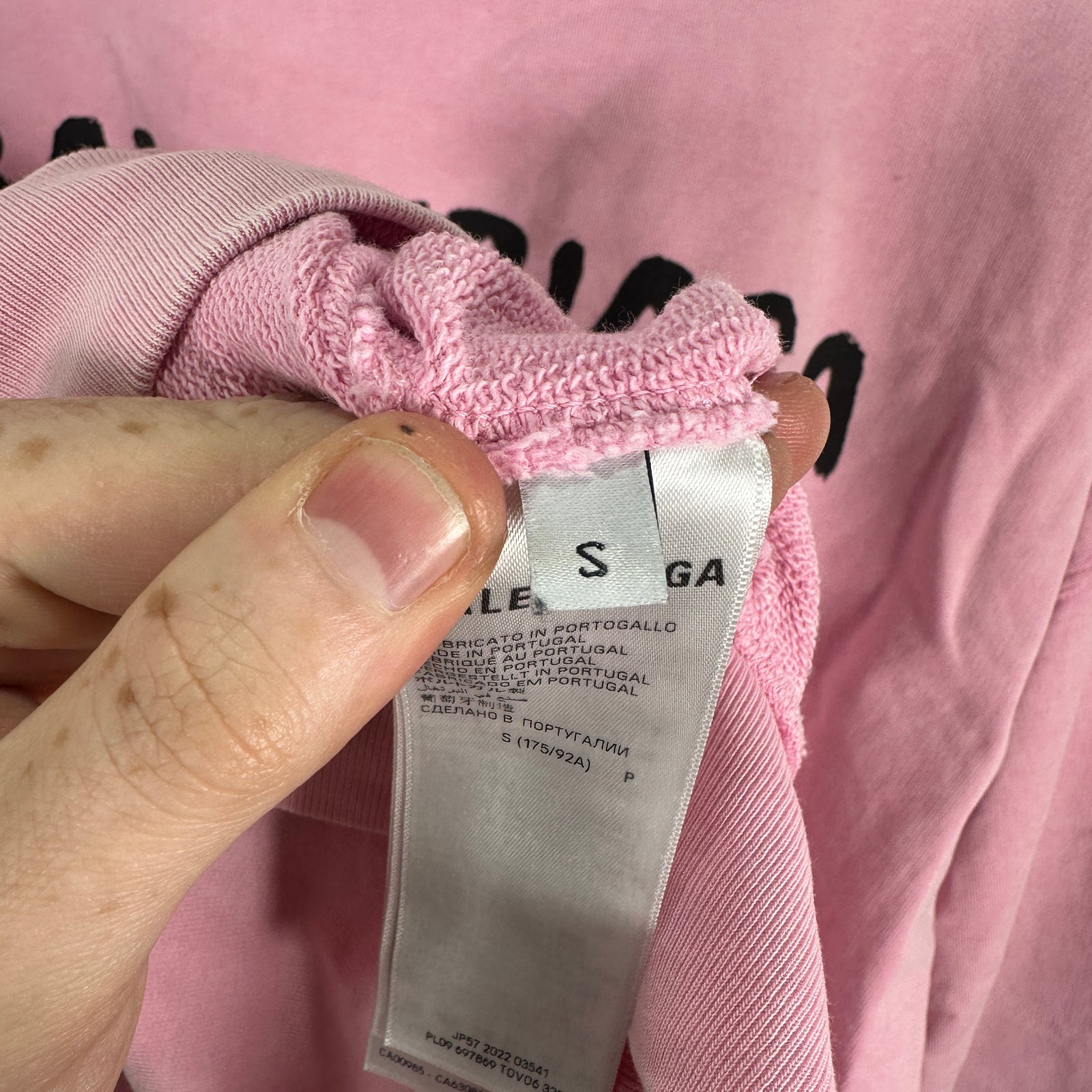Balenciaga Pink 'Hand Drawn' Logo Sweatshirt Size S