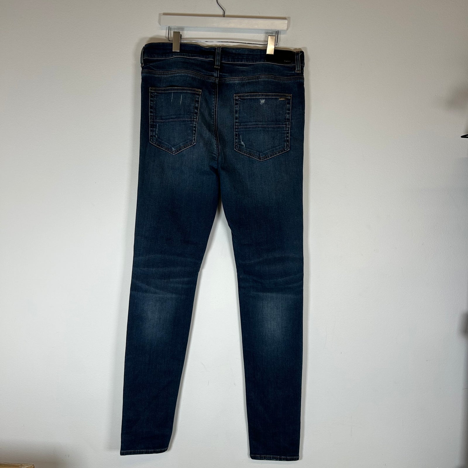 Amiri MX1 Blue/Black Patch Skinny Jeans Size 38