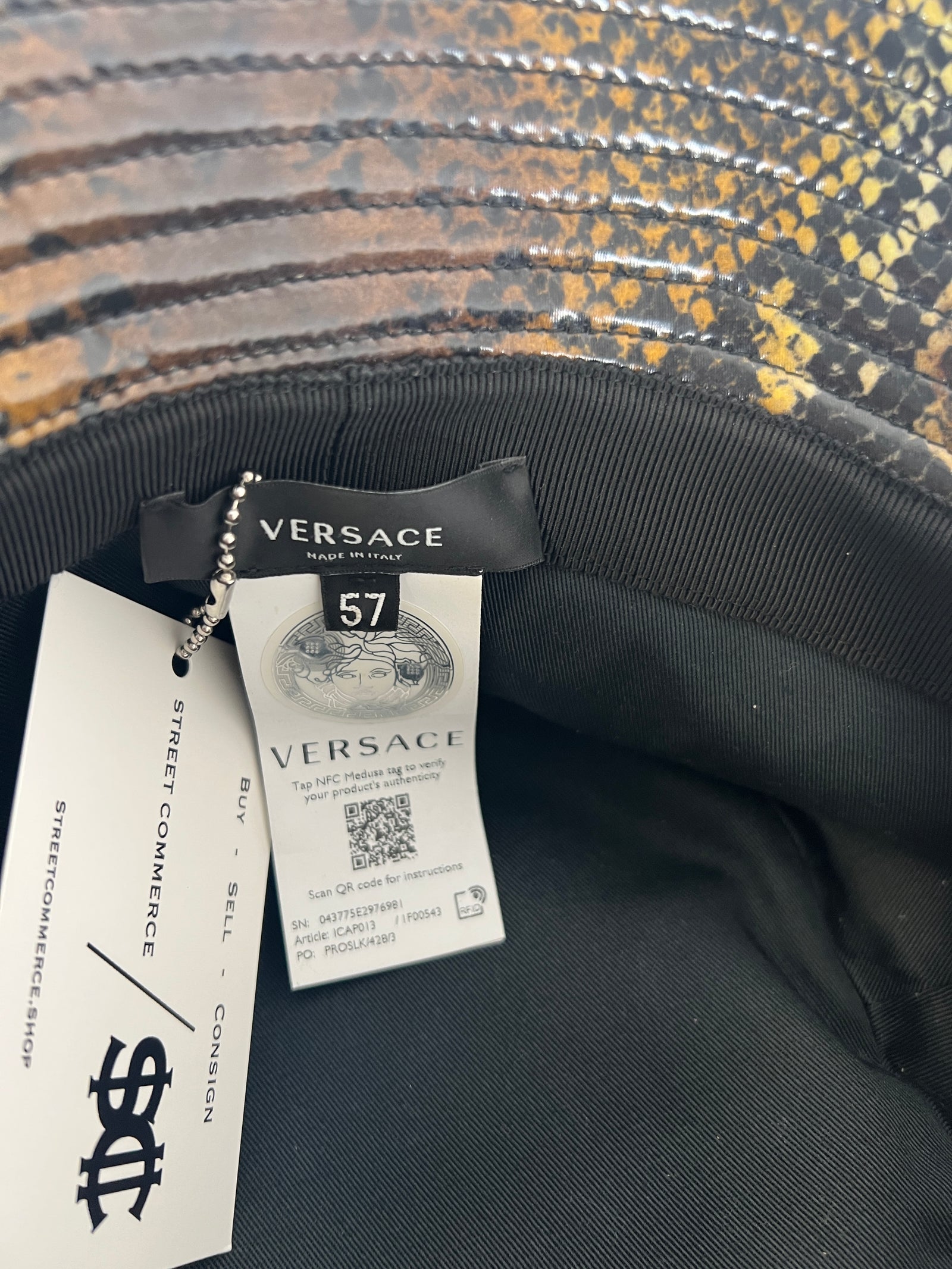 Versace Patten Snakeskin Bucket Hat