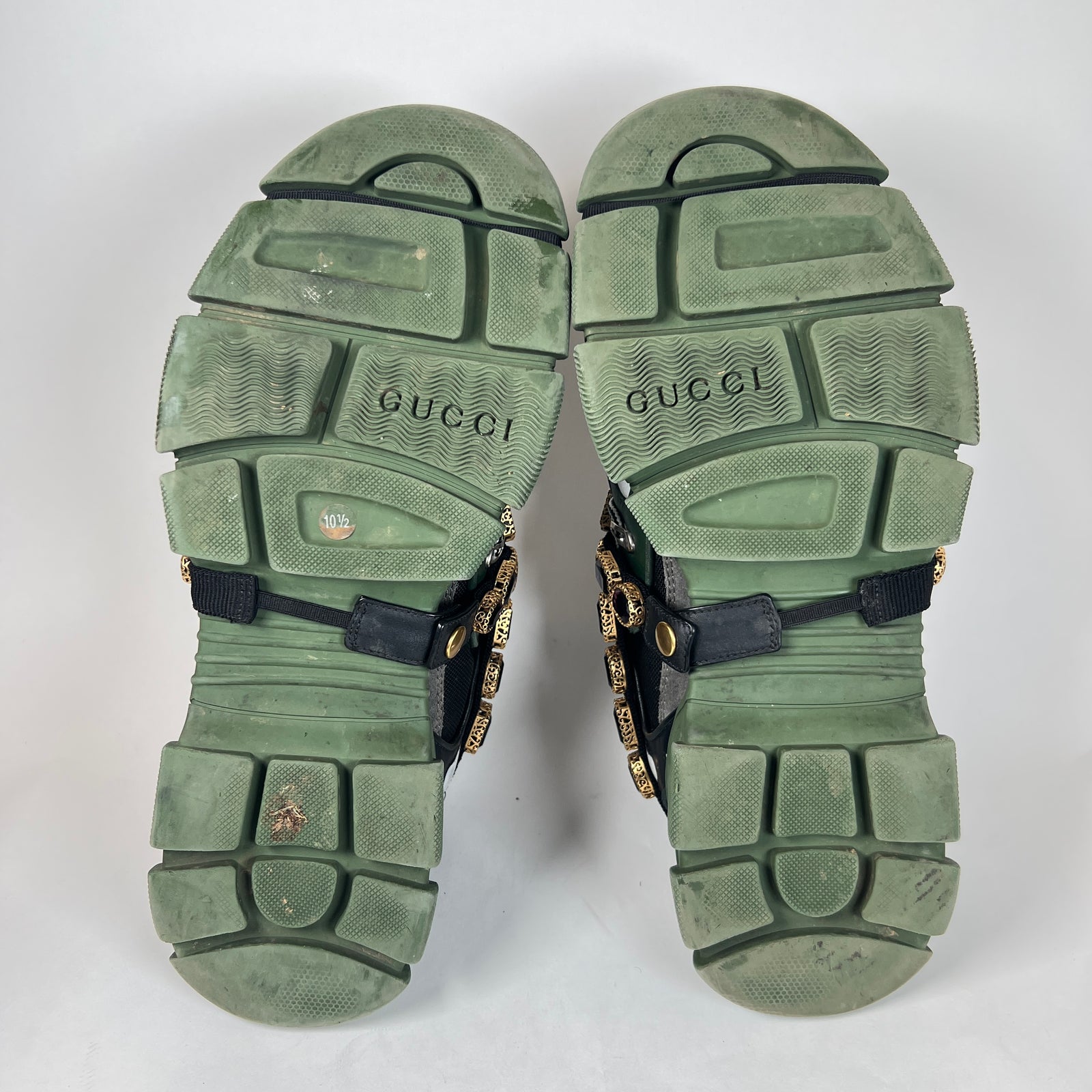 Gucci Green/Black Crystal Flashtrek Sneaker Size GG 10.5