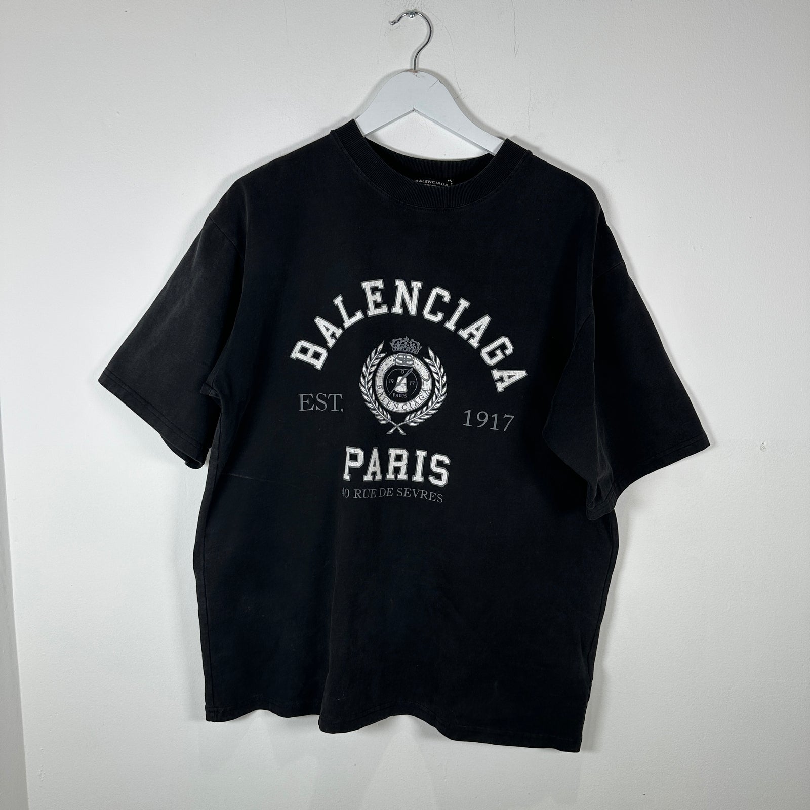 Balenciaga Black 'Paris' University T-Shirt Size M