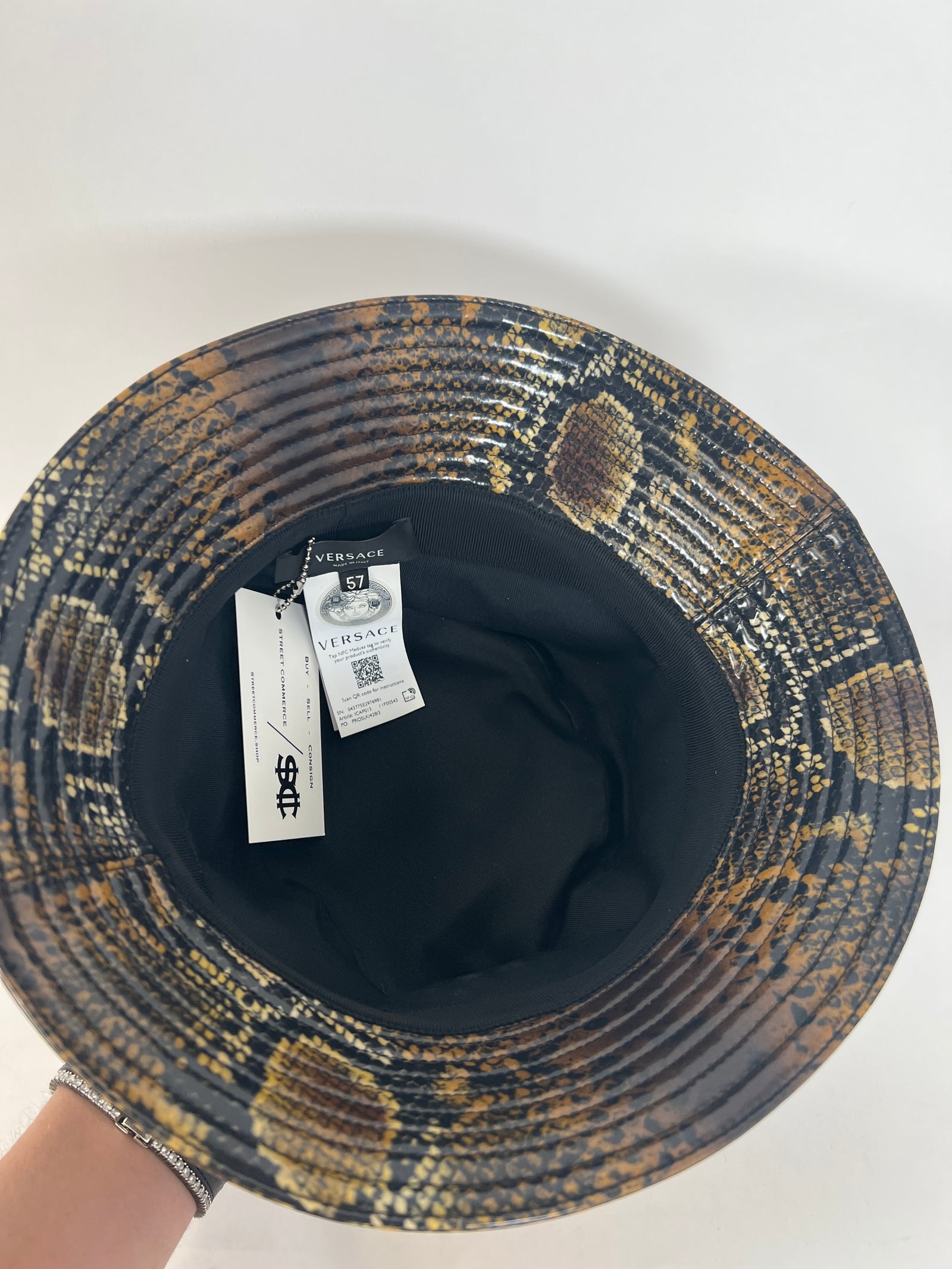 Versace Patten Snakeskin Bucket Hat