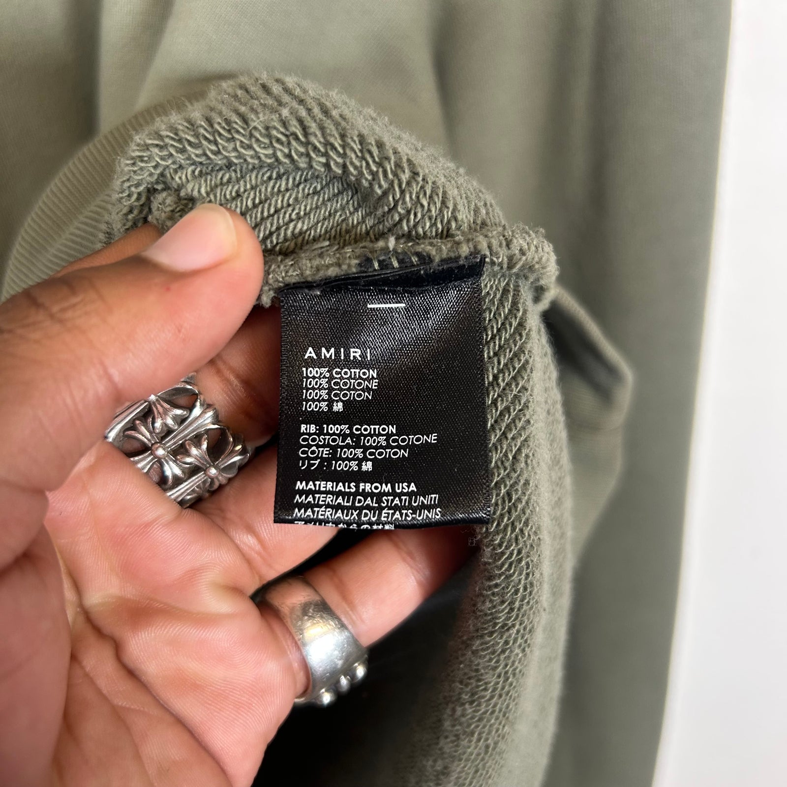Amiri Military Green Core Logo Crewneck Size XXL