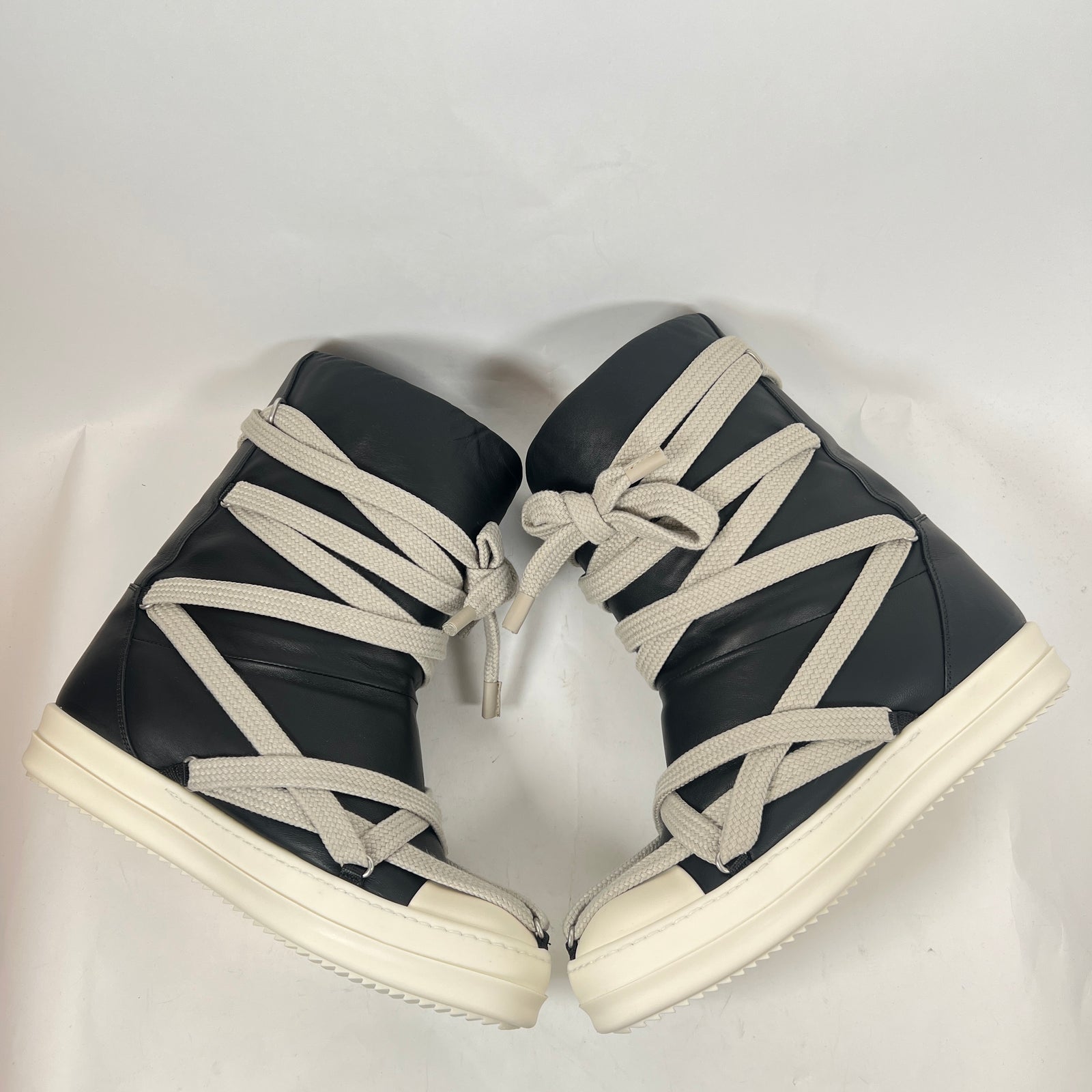 Rick Owens Black/Milk Jumbolace Megalaced Boots Size 41
