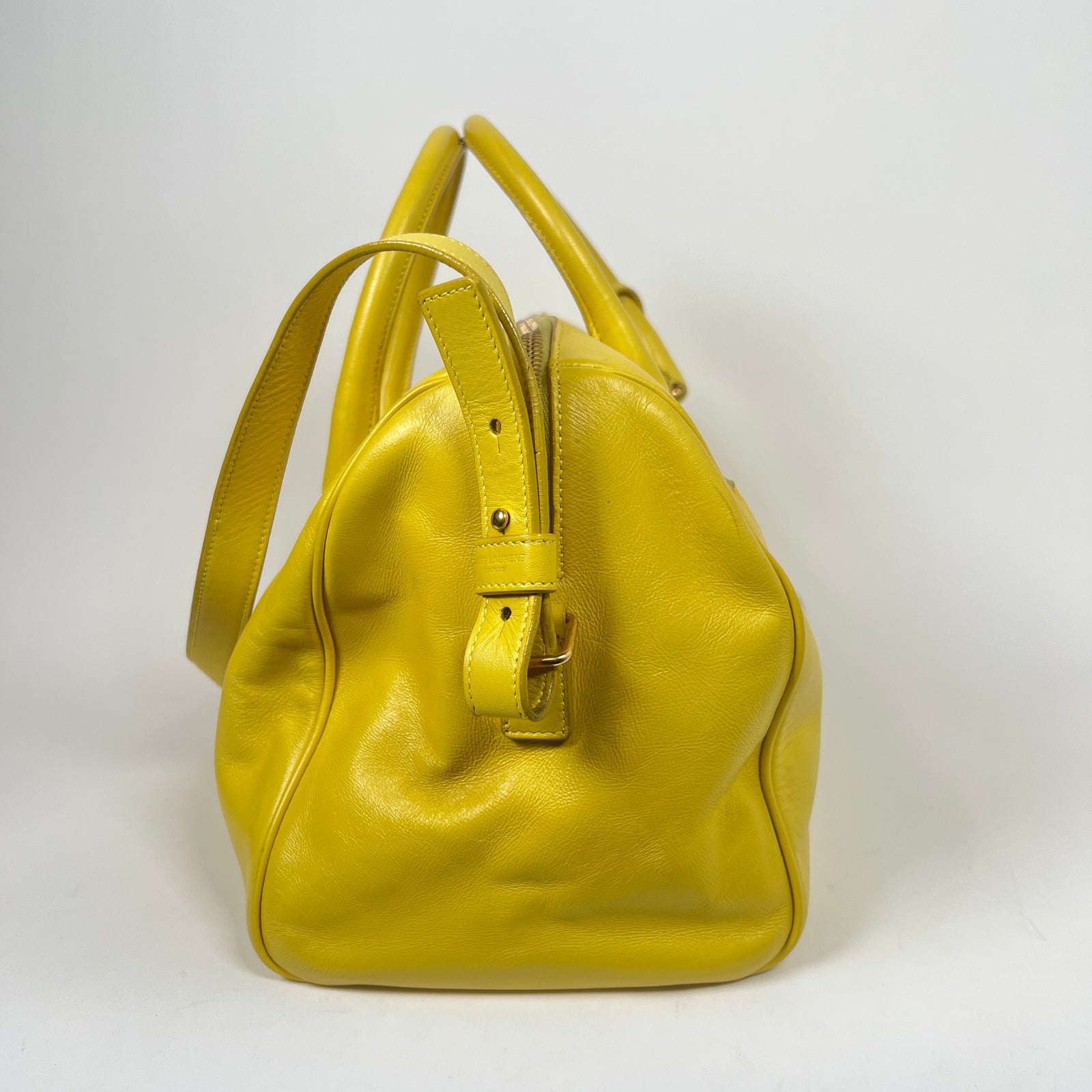 Saint Laurent Yellow Calfskin Leather Classic Baby Duffle Bag