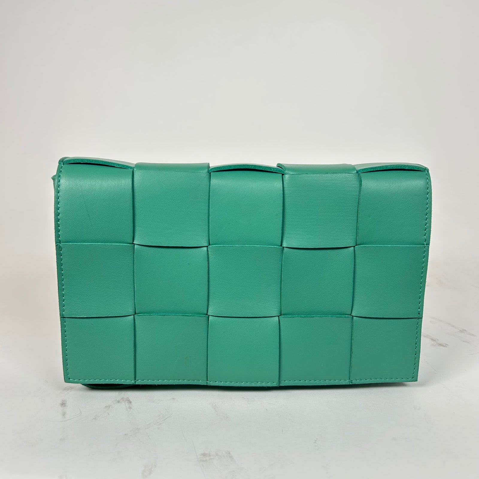 Bottega Veneta Green Intrecciato Lambskin Cassette Crossbody Bag