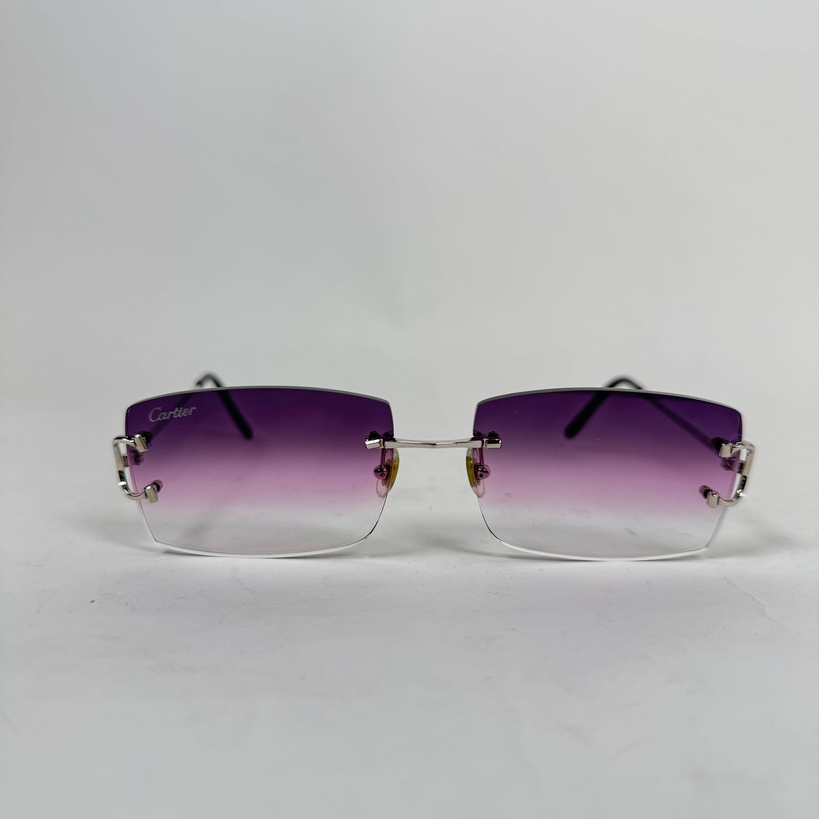 Cartier Silver Rectangle Rimless Glasses