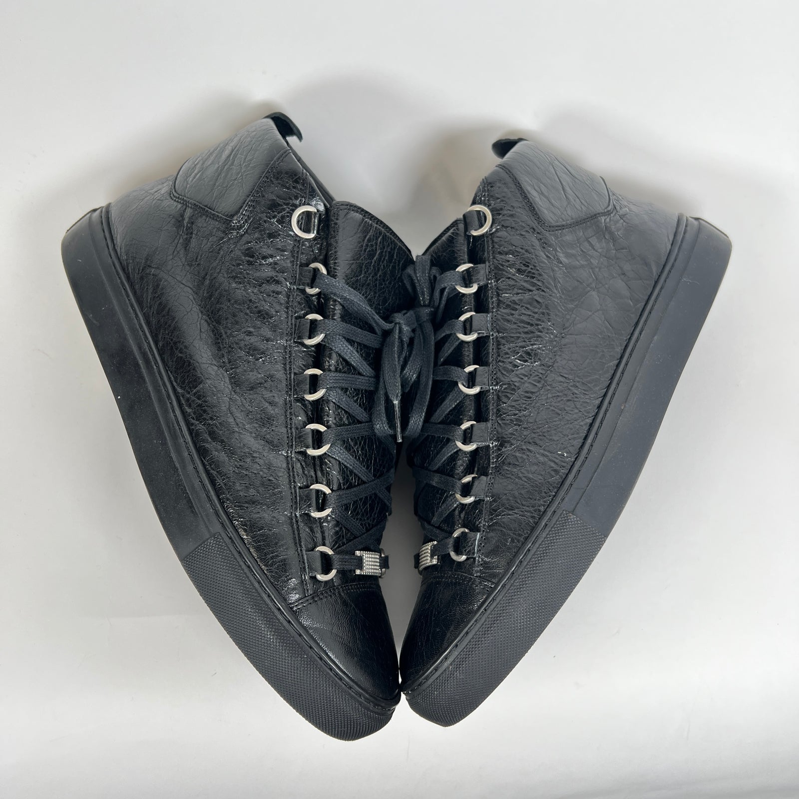 Balenciaga Black Leather Arena High Tops Size 43
