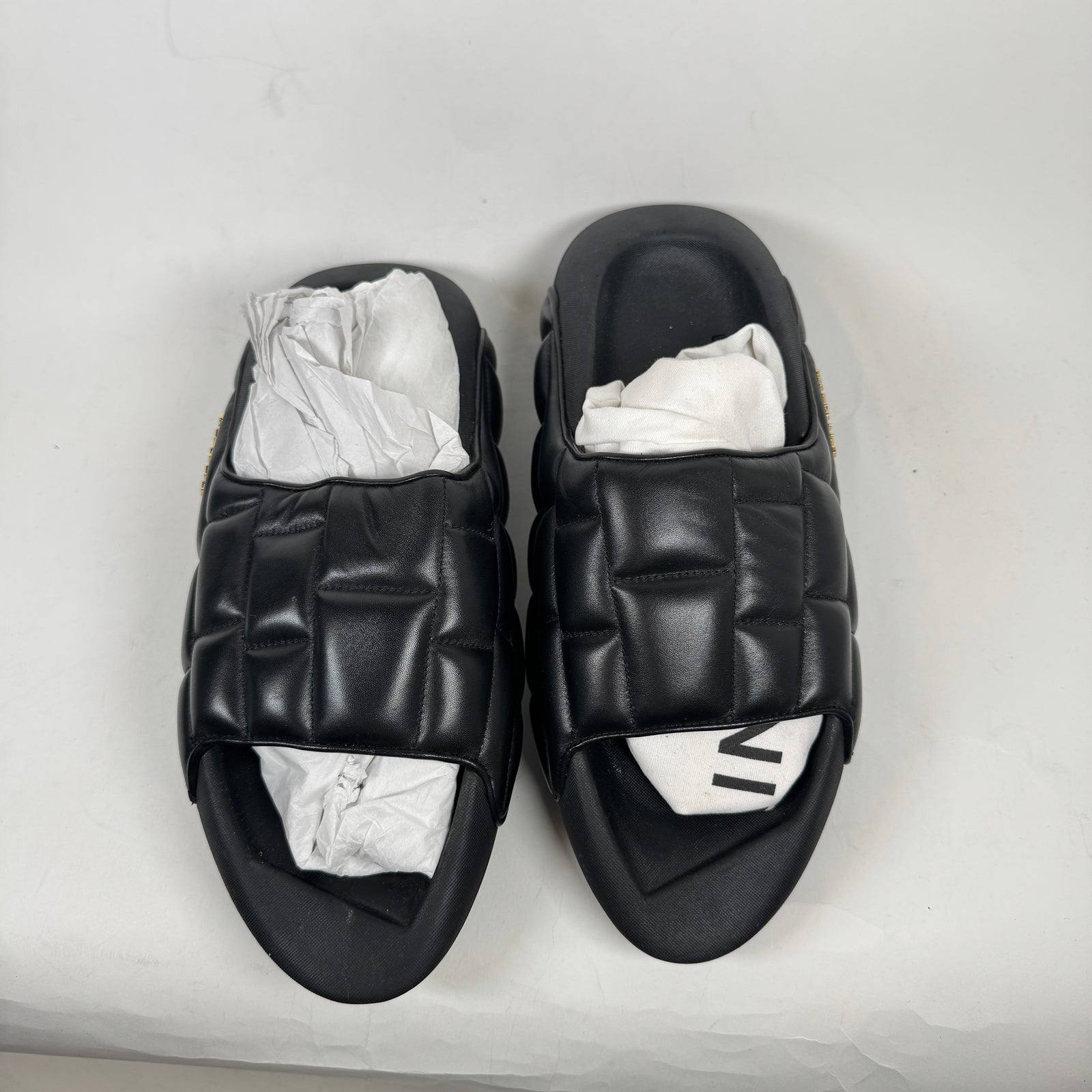 Balmain Black Puffer Sandals Size 45