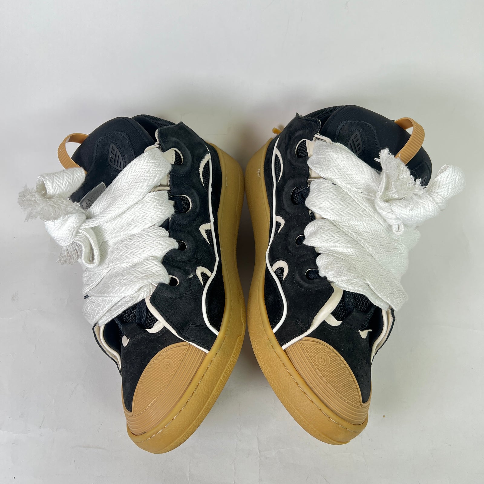 Lanvin Black/Tan Suede Curb Sneakers