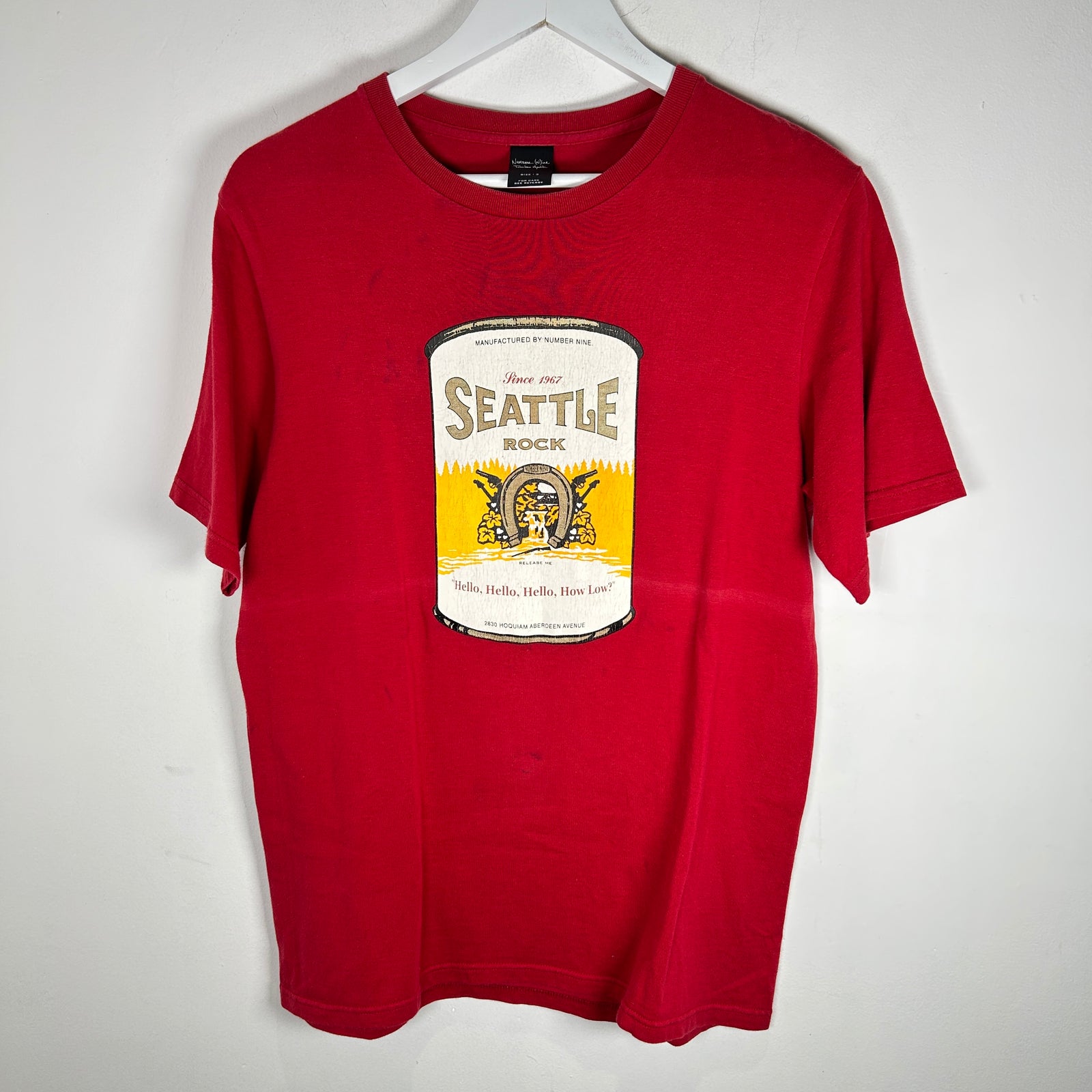 Number (N)ine Red Seattle Soup-Can Red T-Shirt Size 3