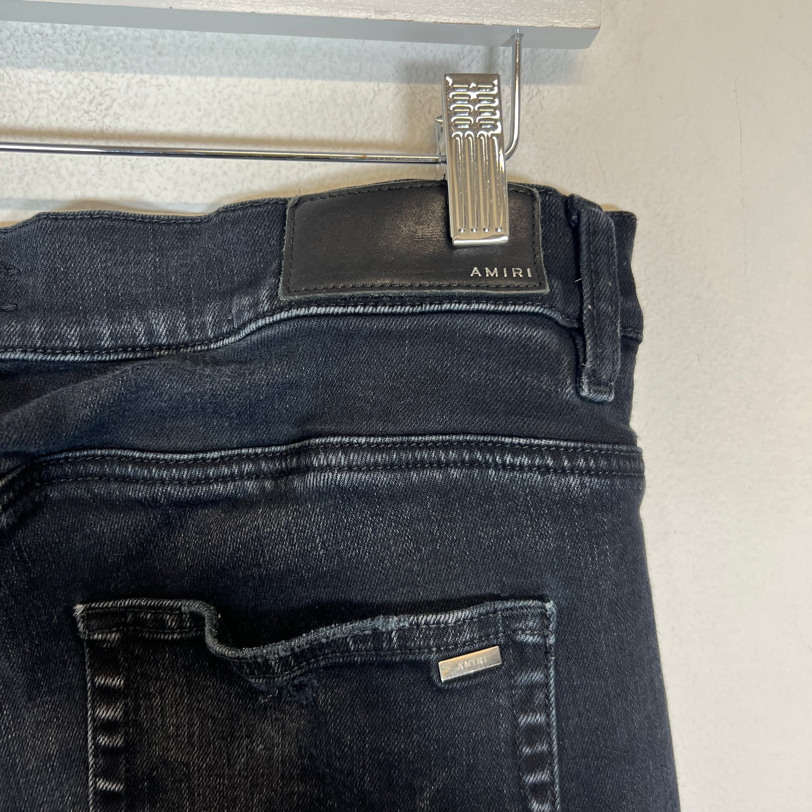 Amiri Black/Olive Green Bone Skinny Jeans Size 36