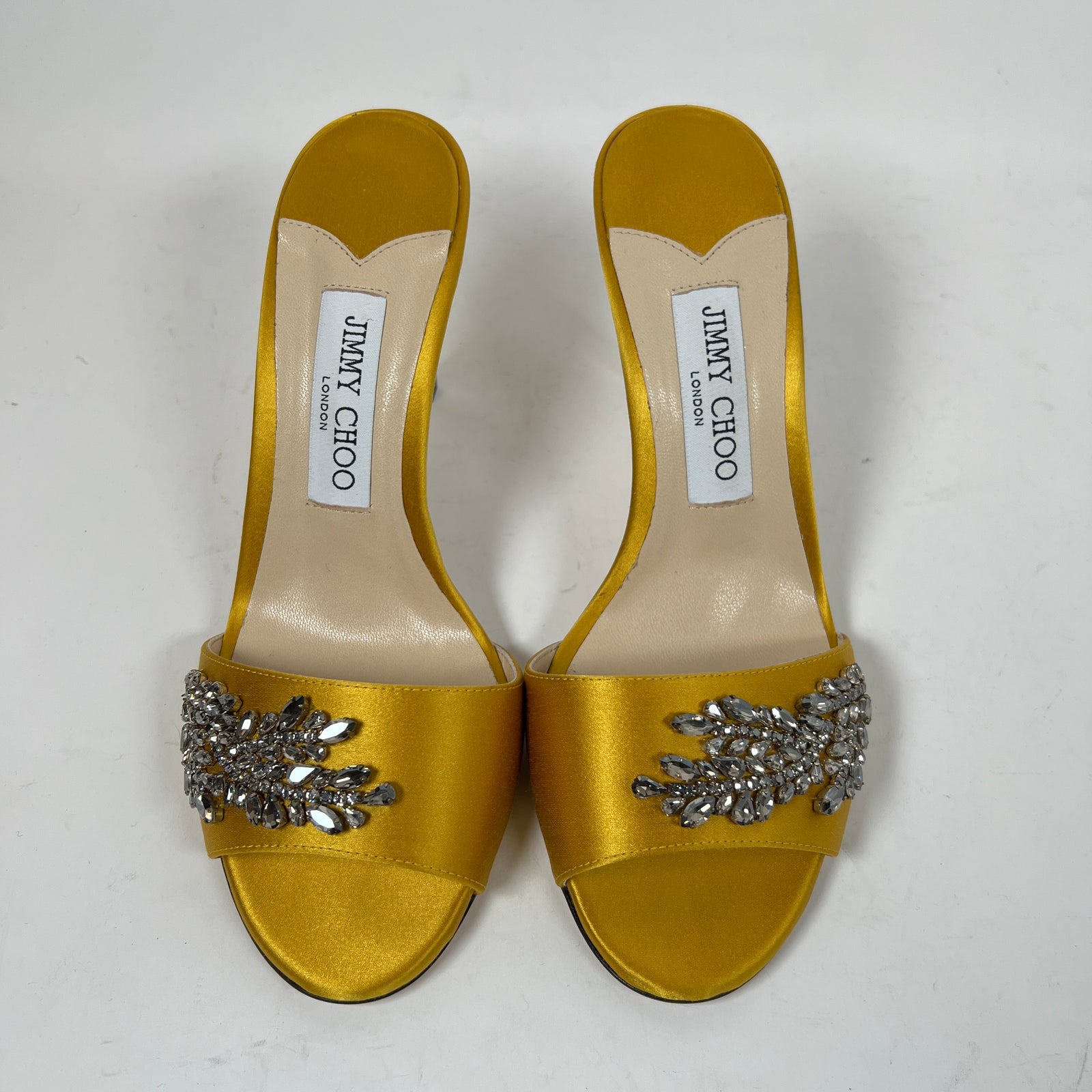 Jimmy Choo Yellow Stacey Crystal Embellished Sandals Size 38