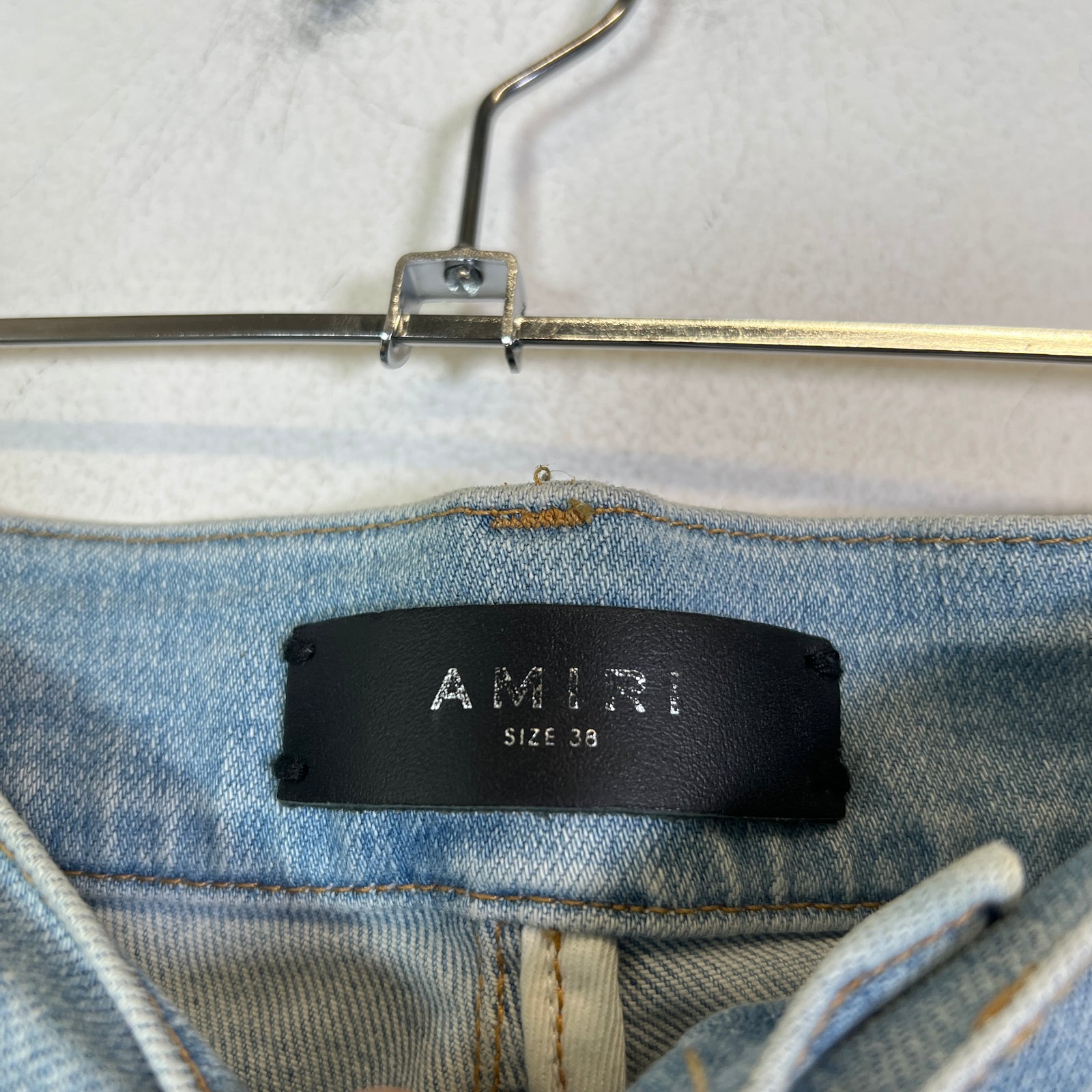 Amiri Lightwash Zebra Patch Distressed Jeans