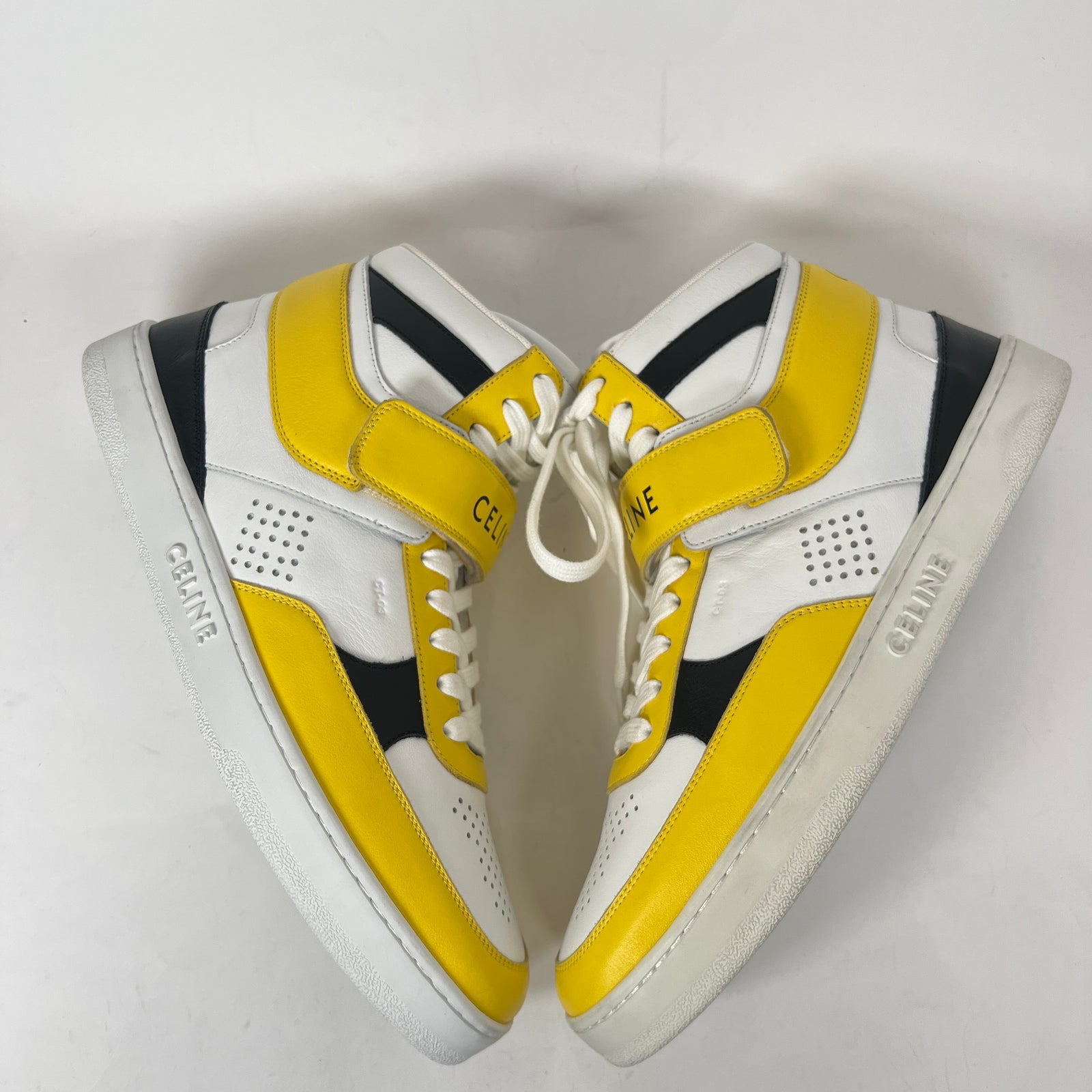 Celine Yellow/White CT-03 Leather High-Top Sneaker Size 45