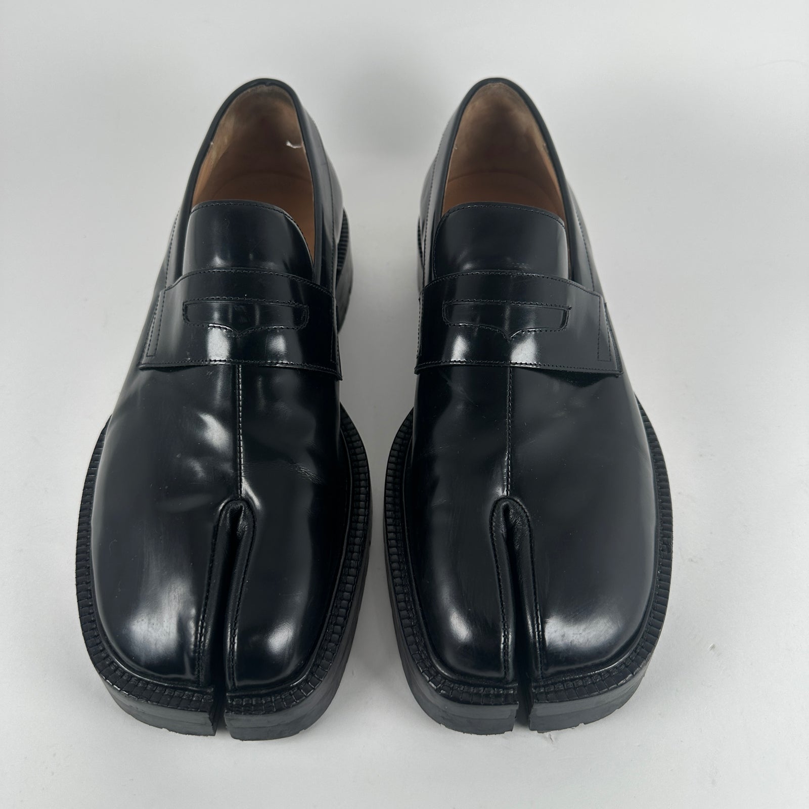 Maison Margiela Black Leather Tabi Loafers Size 12