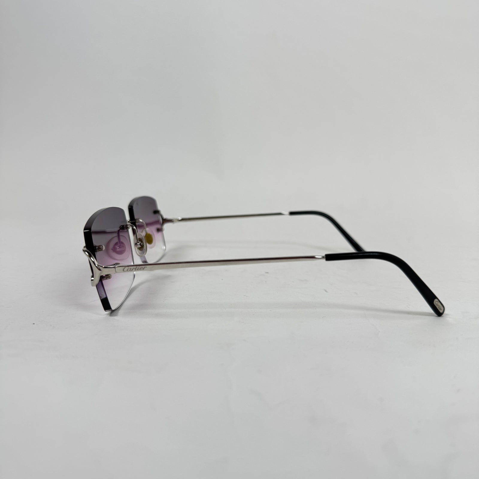 Cartier Silver Rectangle Rimless Glasses