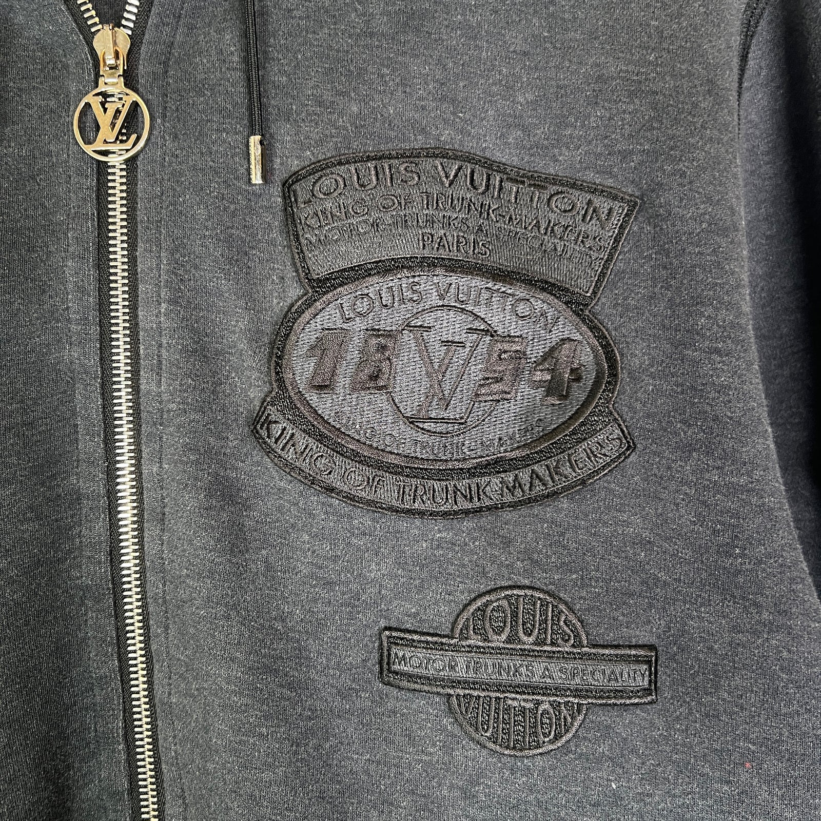 Louis Vuitton Vintage 'King Of Trunk Makers' Patch Zip-Up Hoodie