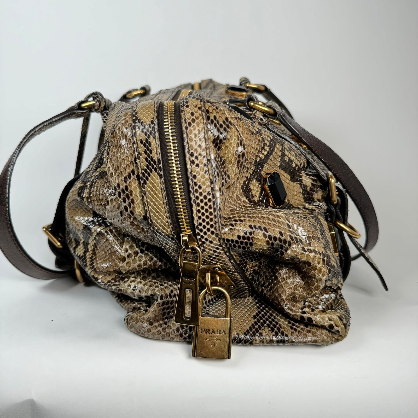 Prada Python Pione Pietre Shoulder Bag