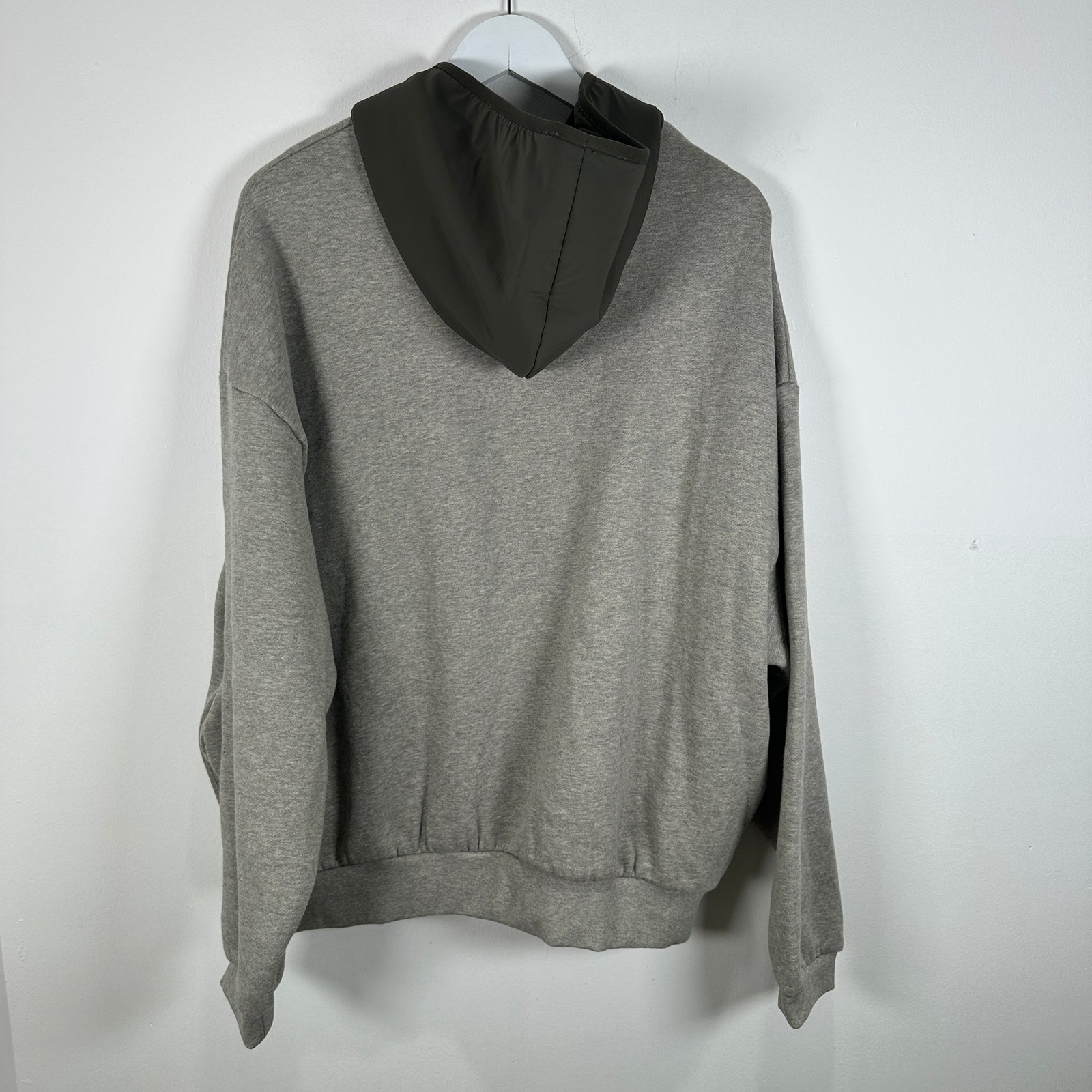 Essentials Oatmeal Nylon Fleece Hoodie Size M