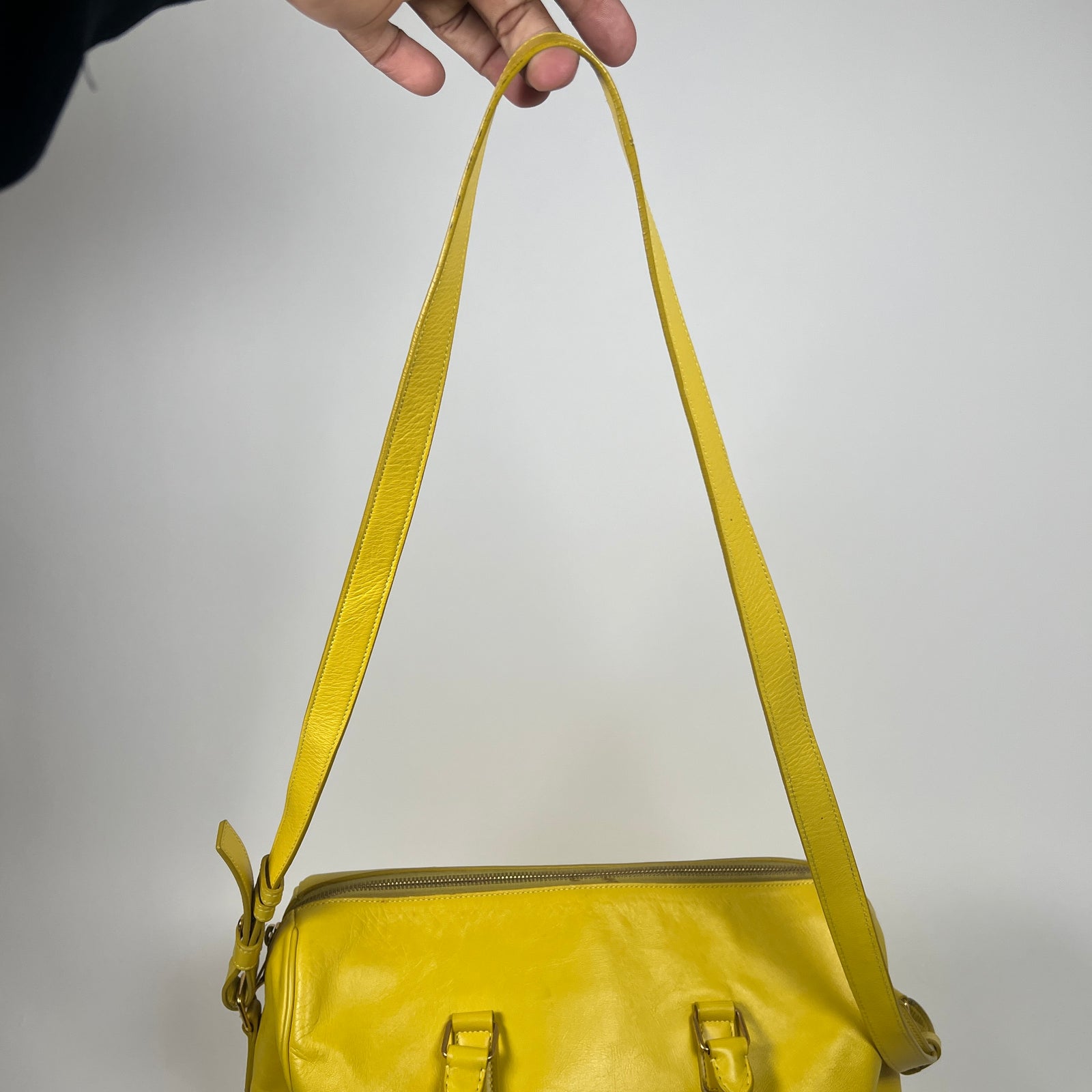 Saint Laurent Yellow Calfskin Leather Classic Baby Duffle Bag