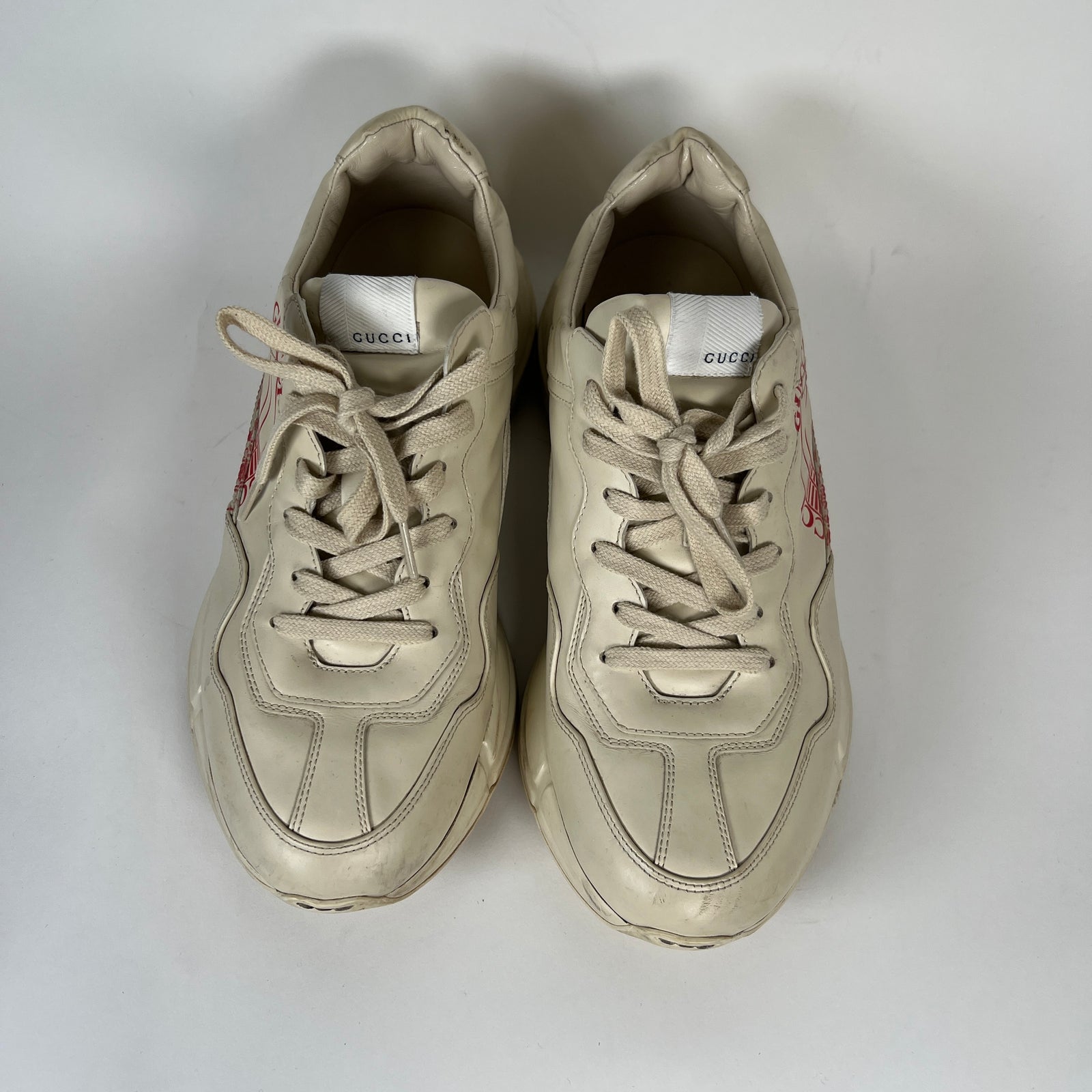 Gucci Cream Disc Print Rhyton Sneakers Size 9.5