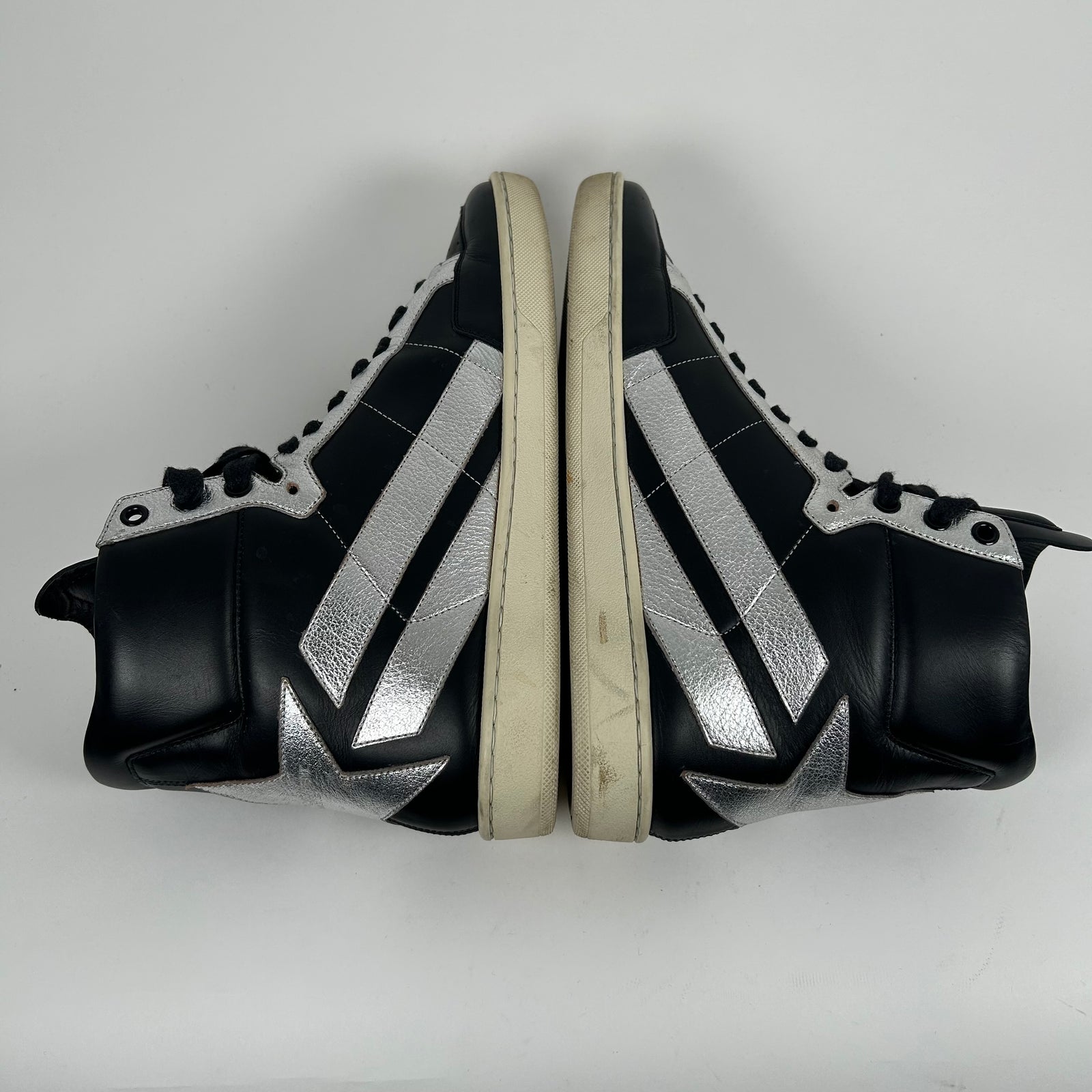 Saint Laurent SL/10H Court Black Silver Star High Tops Size 41