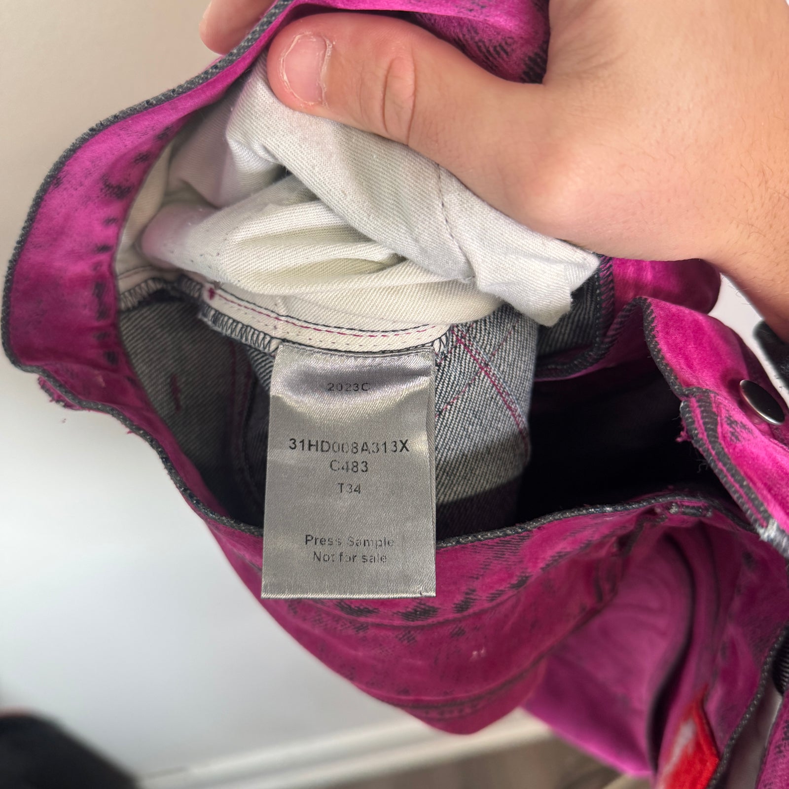 Dior x ERL Fuschia Velvet Flocked Denim Shorts