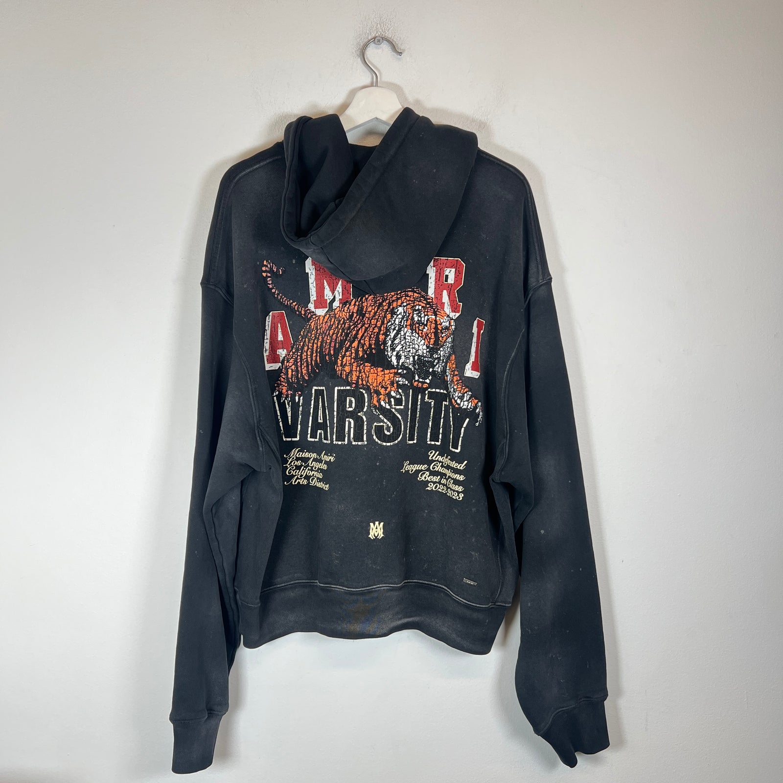 Amiri Vintage Black Tiger Varsity Hoodie Size S