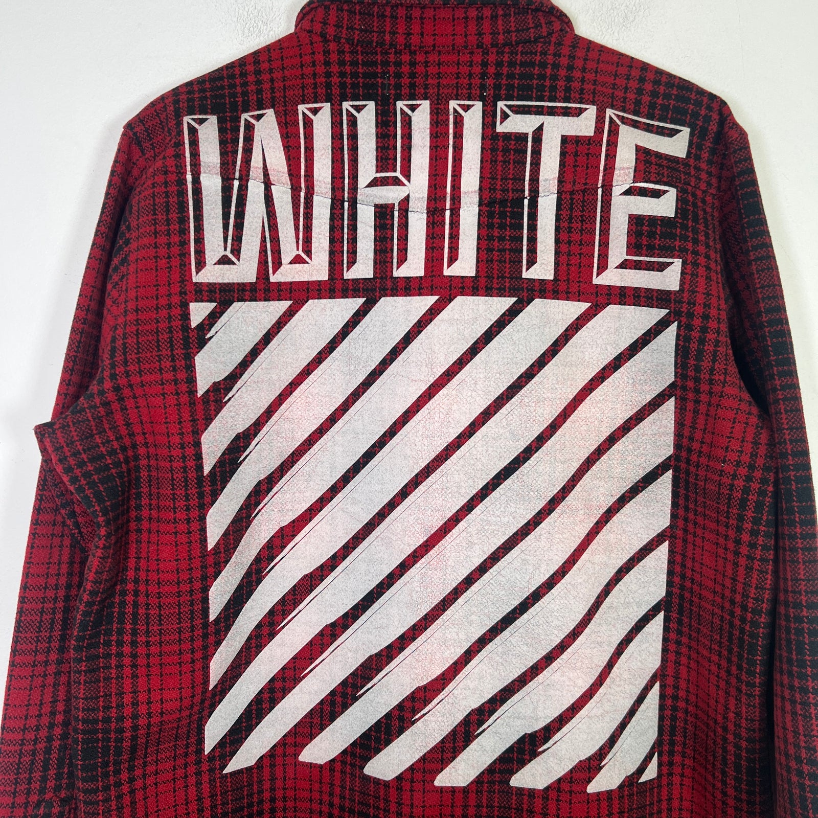 Off-White FW15 Red Tartan Check Oversized Flannel Shirt Size M