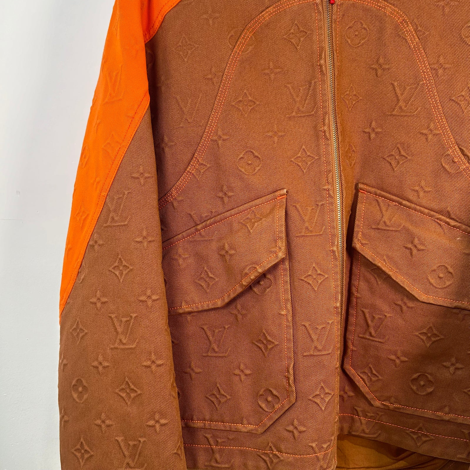 Louis Vuitton Monogram Orange Carpenter Hooded Jacket Size 46