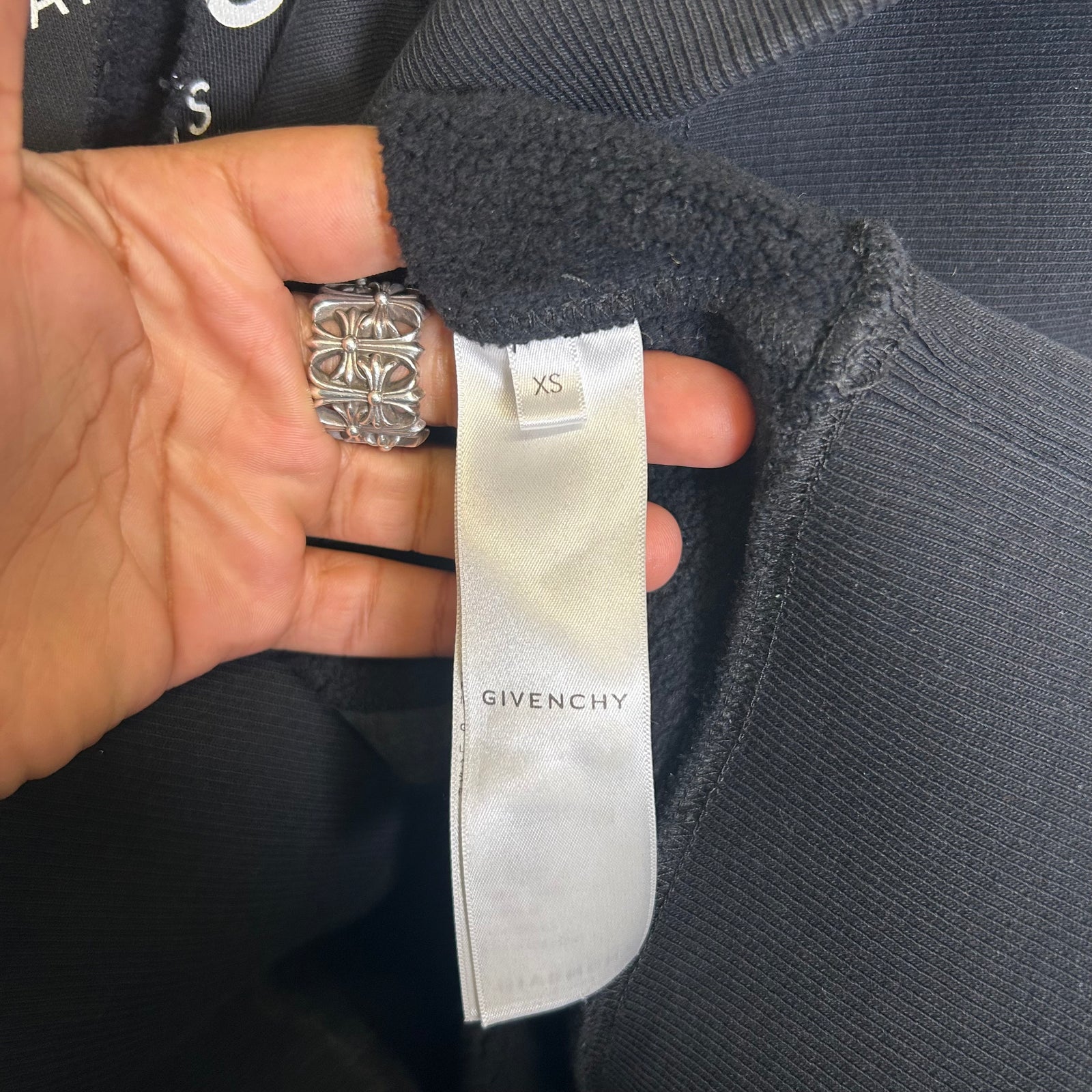 Givenchy Black Distressed Rings Oversized Crewneck Size XS