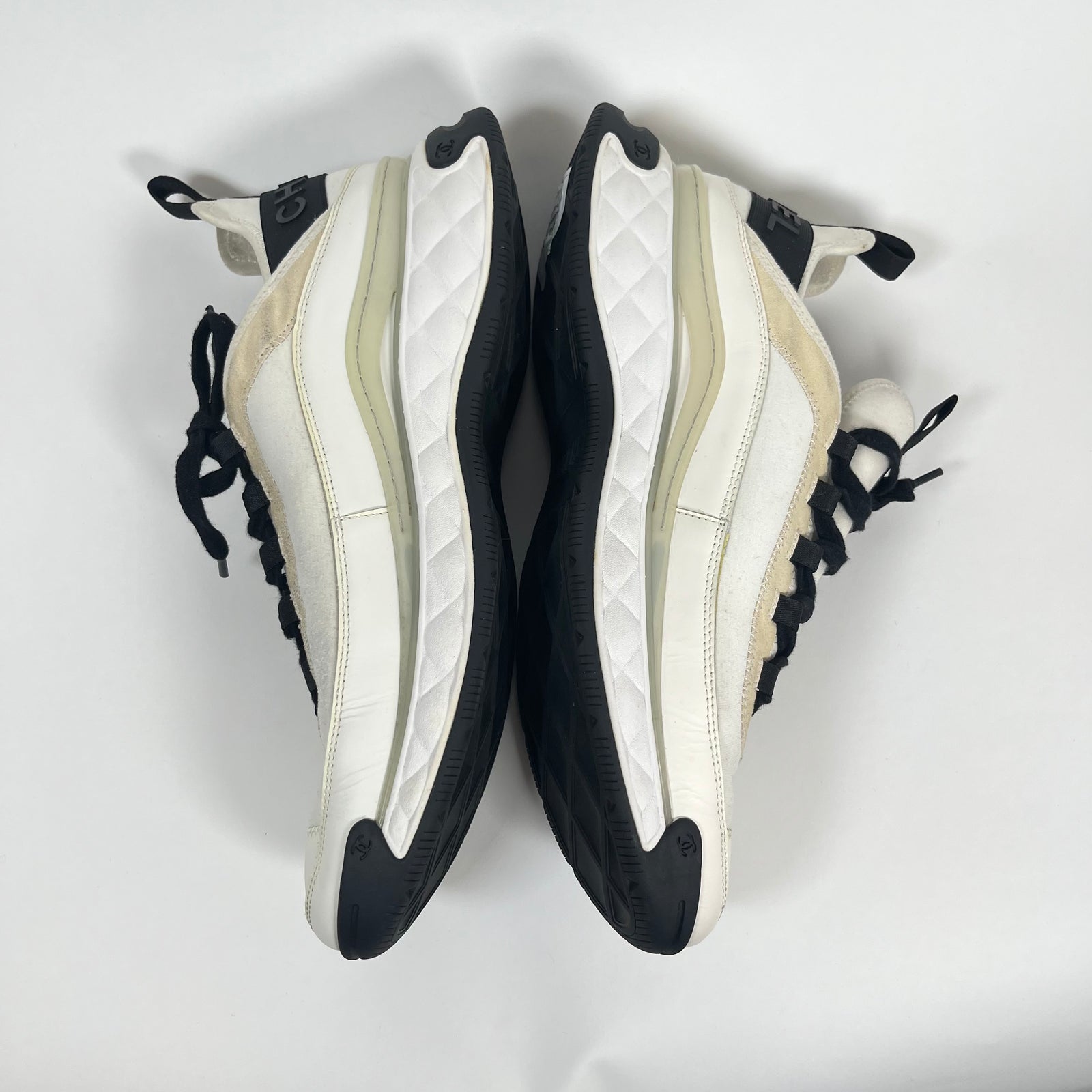 Chanel Interlocking CC Logo Leather Sneakers Size 45