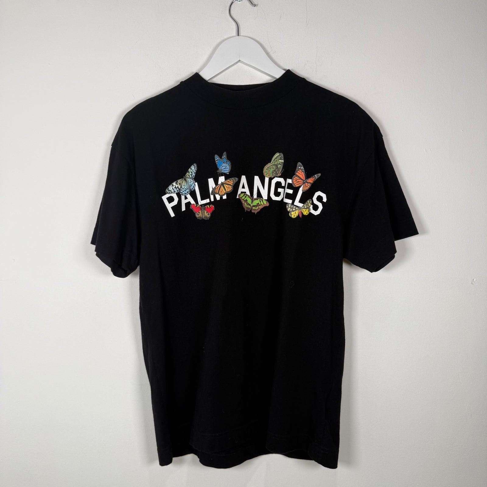 Palm Angels Black Butterfly Print Logo Shirt Size S