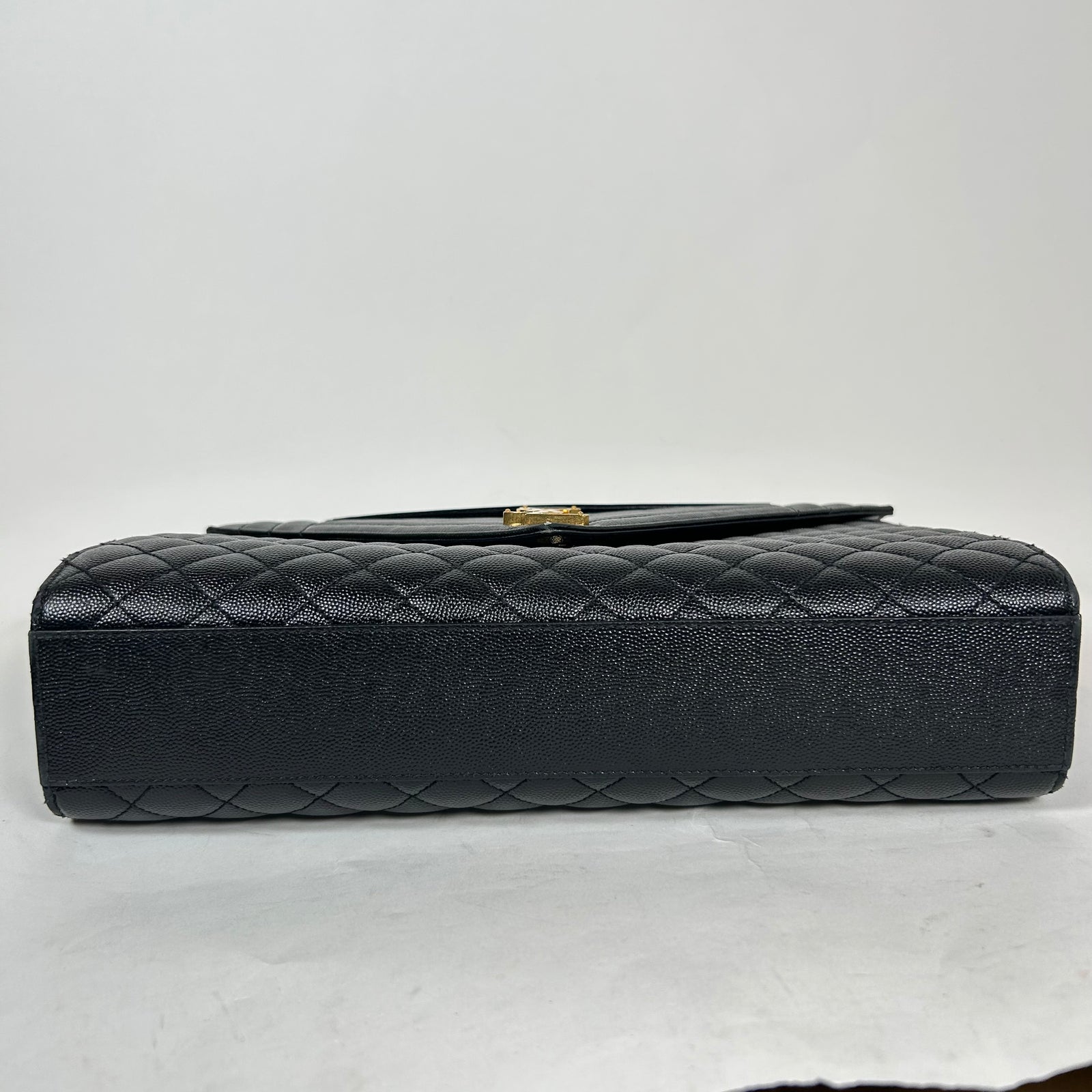 Saint Laurent Black Quilted Grain De Poudre Medium Envelope Bag