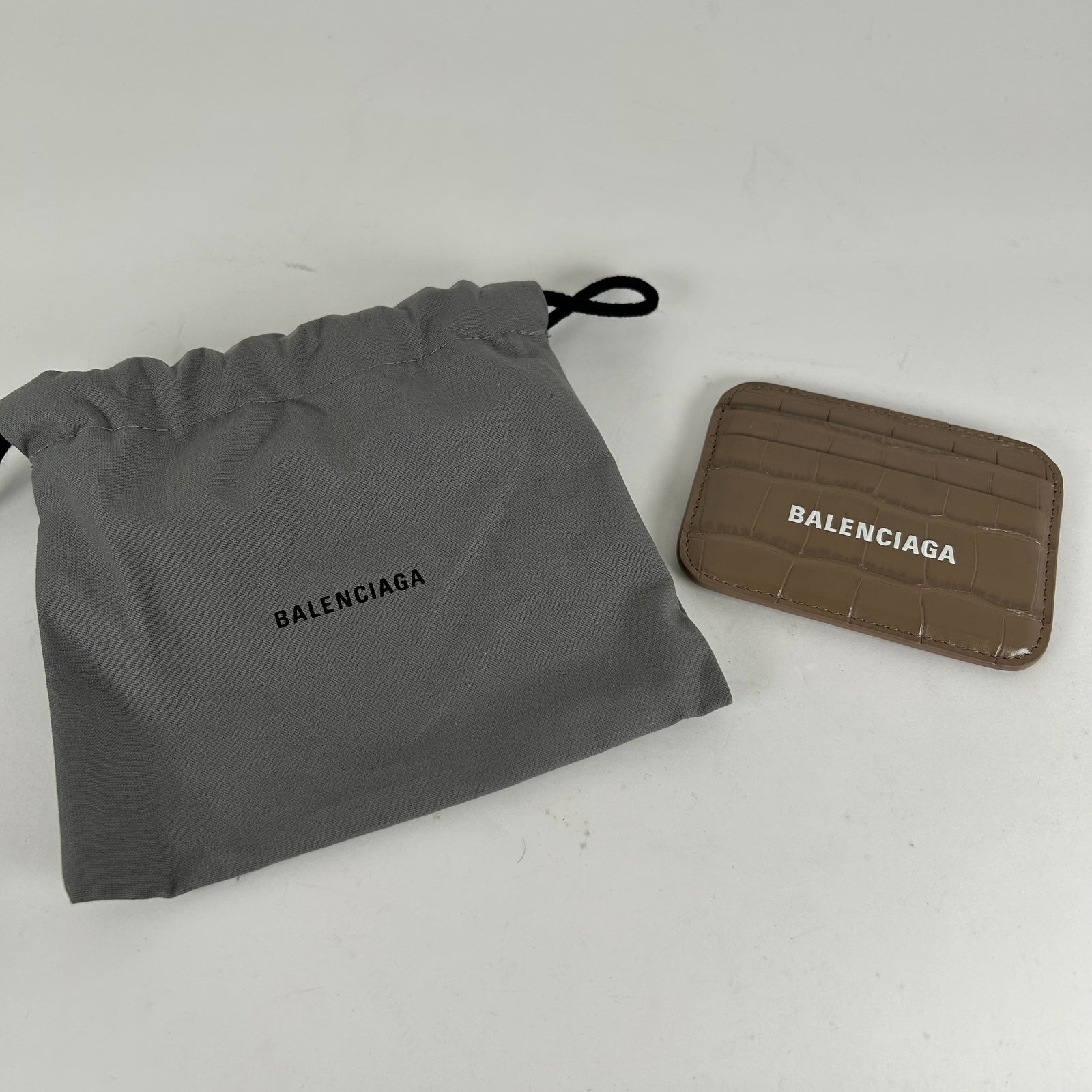 Balenciaga Logi Beige Croc Cardholder