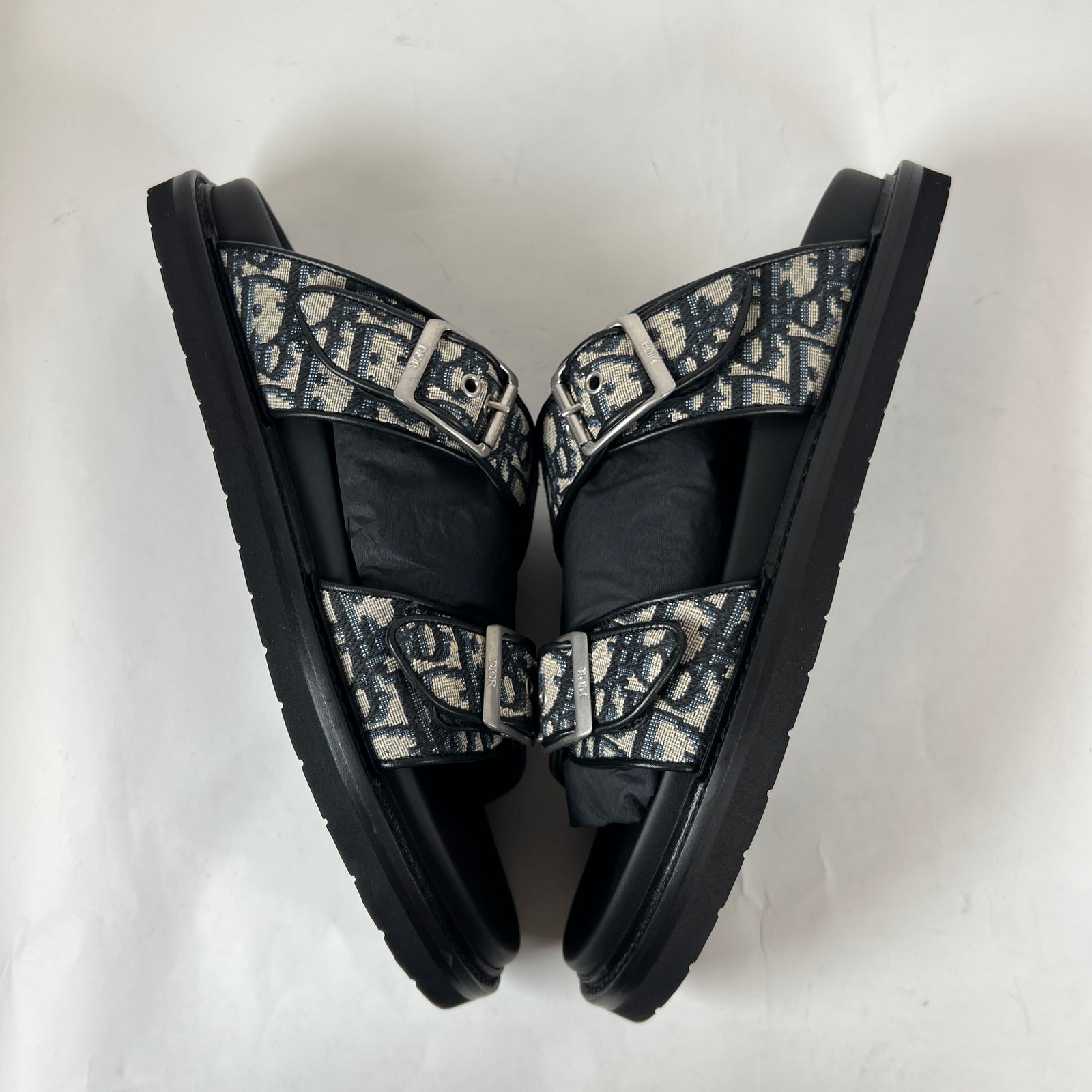 Dior Black/Beige Oblique Aqua Sandals Size 43