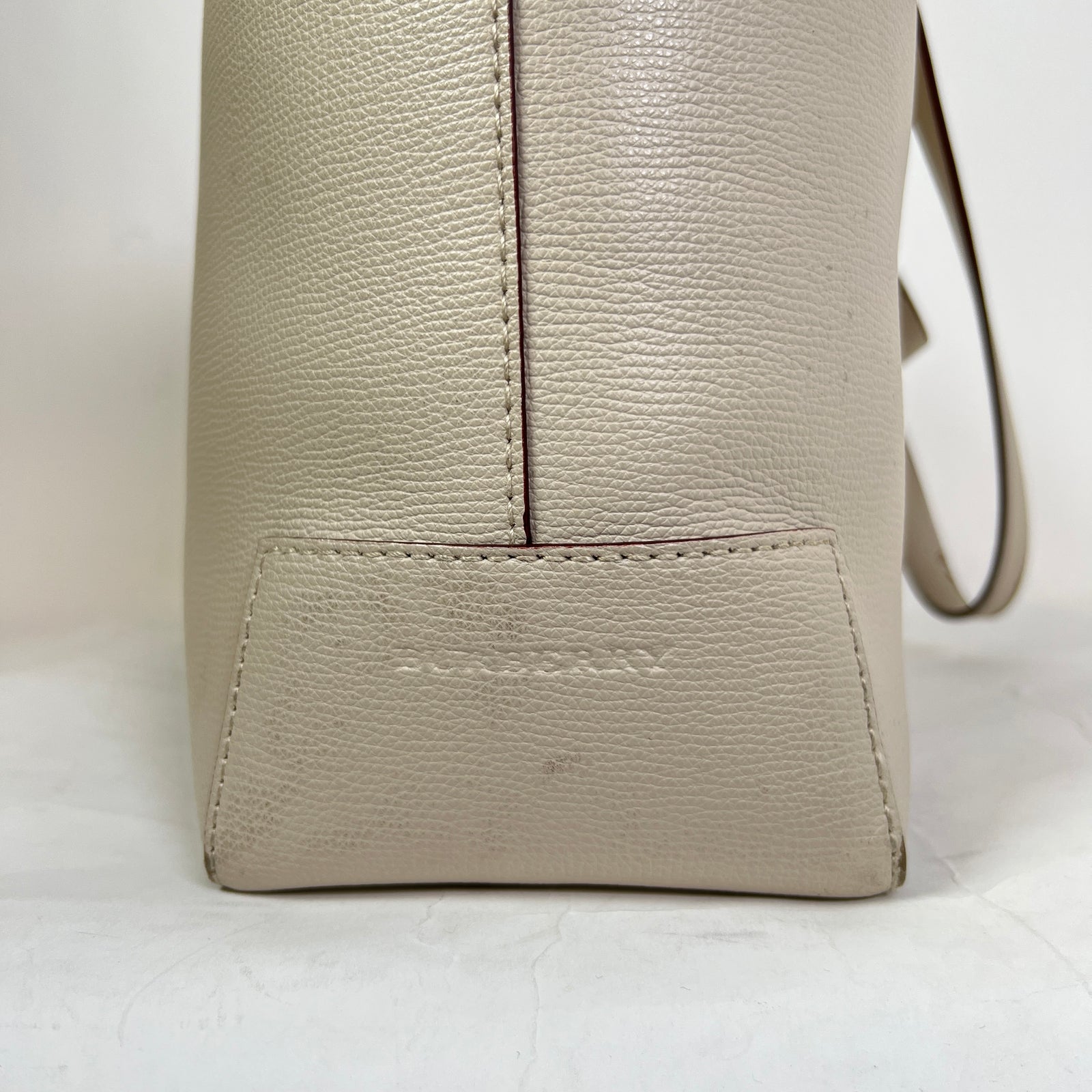 Burberry Tan Calfskin Crest Embossed Small Tote Bag