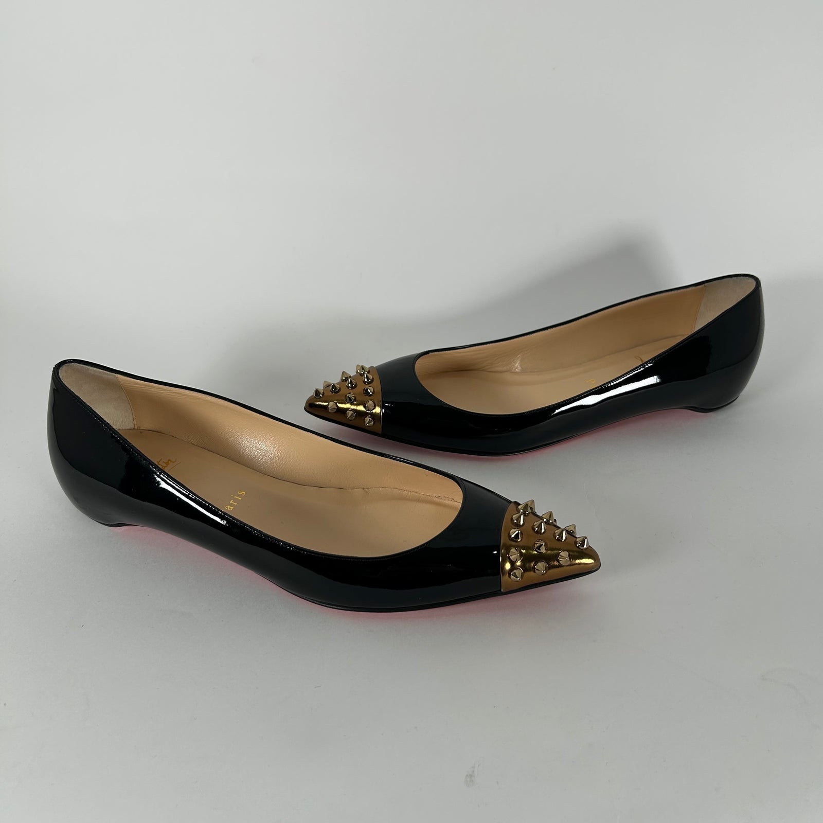 Christian Louboutin Geo Spiked Patent Flat Size 39.5