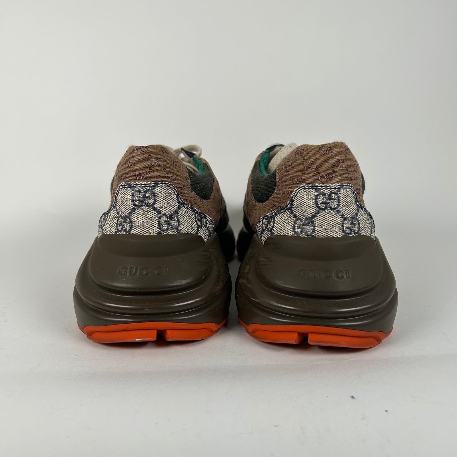 Gucci Brown GG Supreme Multi Rhyton Monogram Sneaker Size 11.5